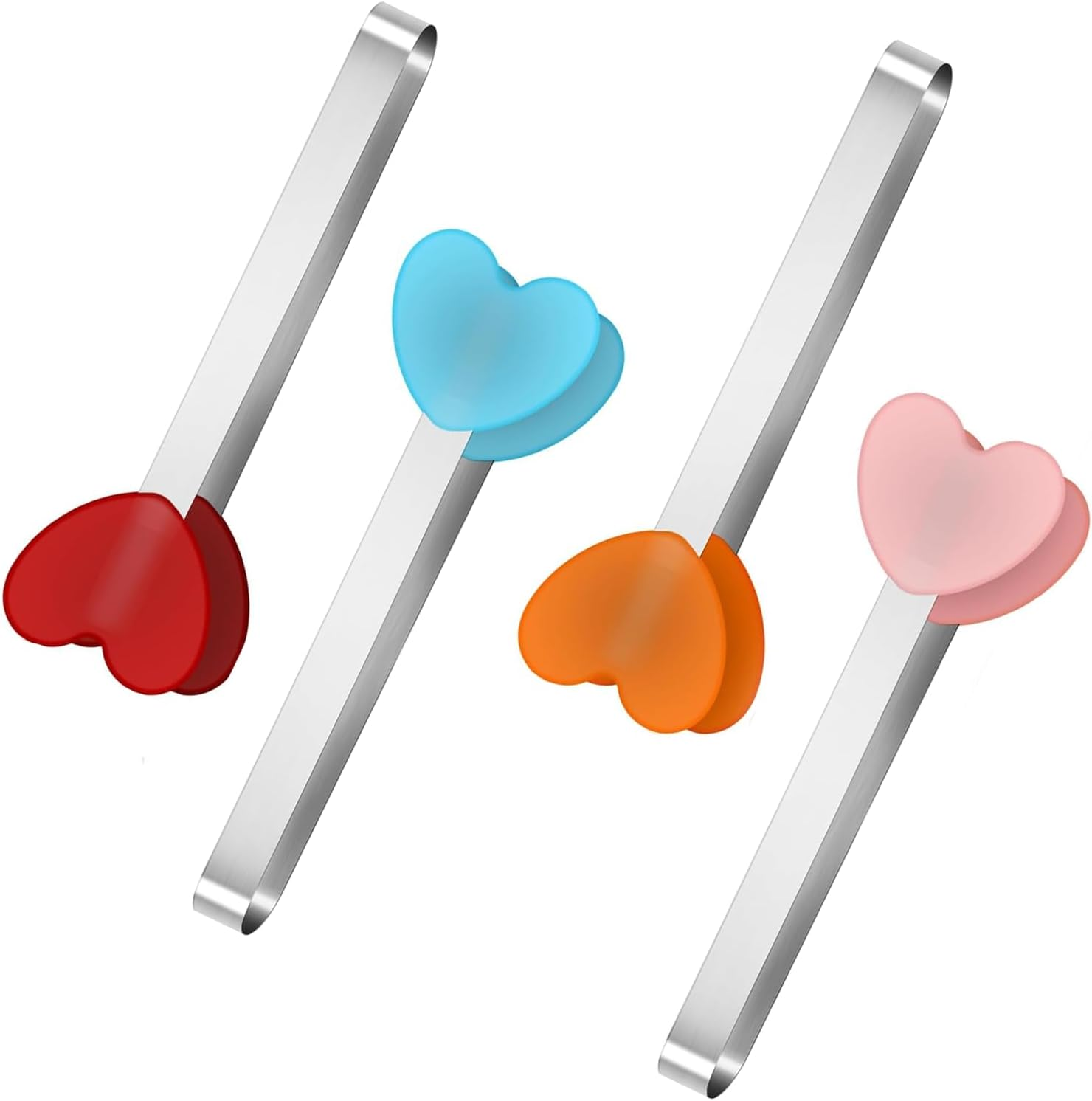 4 PCS Heart Shape Little Serving Tongs - Small Kitchen Tongs for Ice, Fruits, Sugar, BBQ & More, 11.7Cm/4.6In Kitchen Gadgets with Cute Design image number 1
