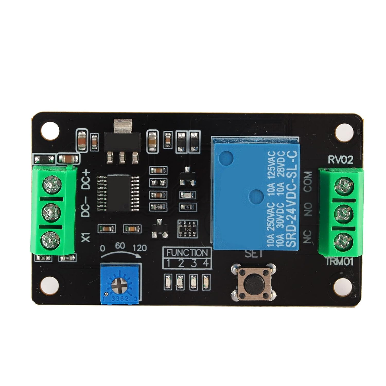 Delay Timer Relay, Self-Locking Delay Relay, 555 Timer DC 5V/12V/24V Time Relay 60 * 35 * 20Mm -20~60℃ for Anti-Reverse Function Trigger Delay Function (DC24V) image number 3
