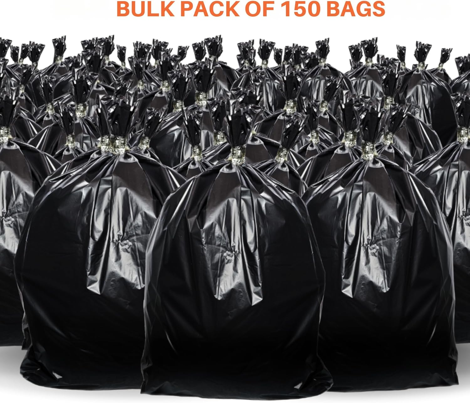 Pacific Bags Australia 120L Heavy Duty Black Bin Liners &ndash; Extra Large Garbage Bags for Home, Kitchen, and Outdoor Waste Disposal, 150 Bags per Carton (1 Carton) image number 1