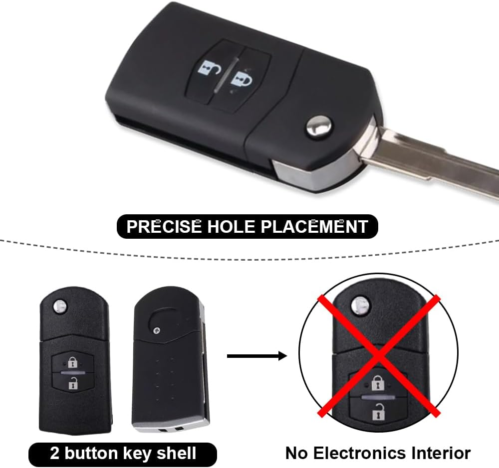 2 Button Remote Flip Key Shell Case Made for Suitable for Mazda 3 5 6 RX7 RX8 BT50 image number 6