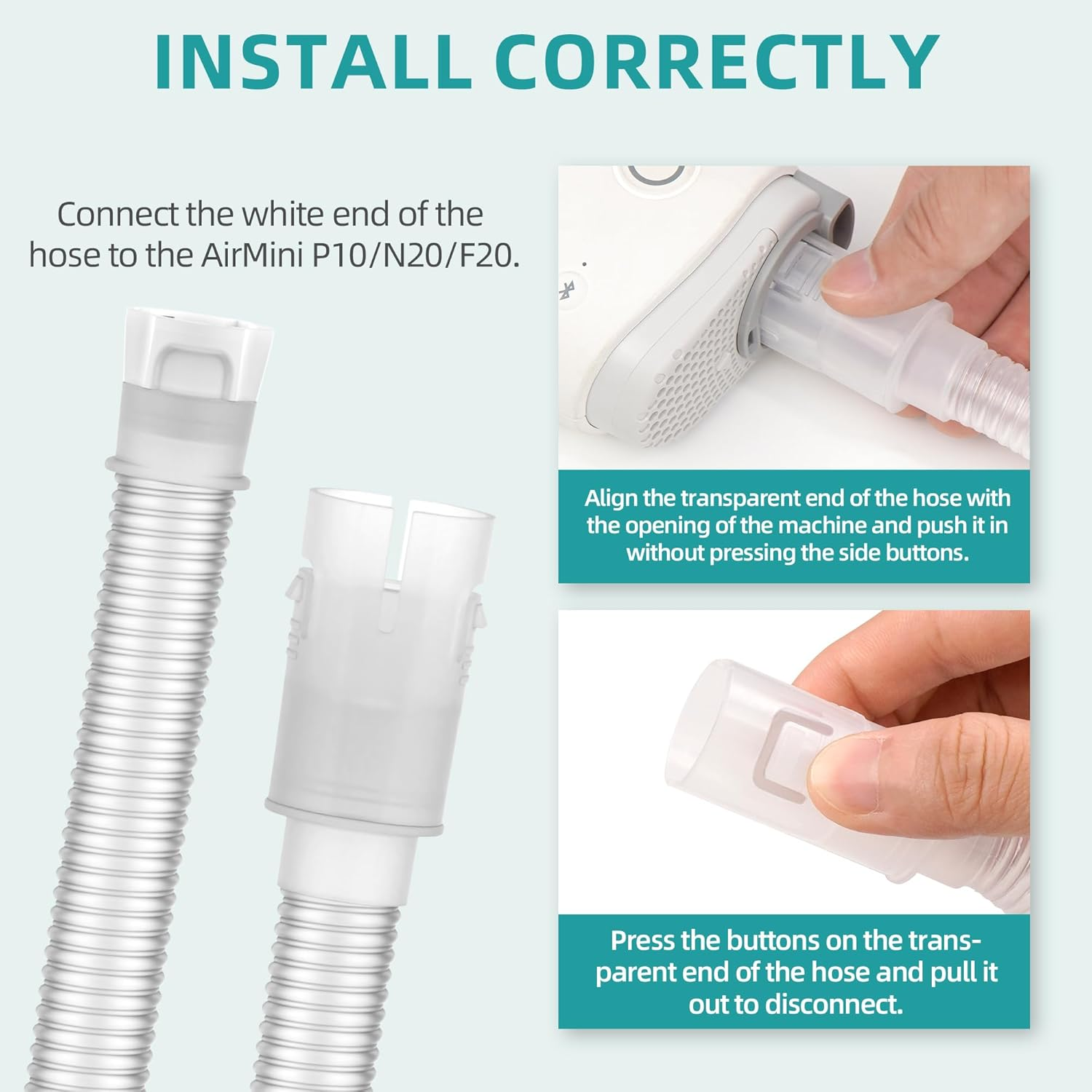 2 Packs Replacement CPAP Hose Compatible with Airmini, 2 Packs Replacement Long Tube, Avoid Leakage and Reduce Noise, Great Value Supplies by Airsmart. image number 4