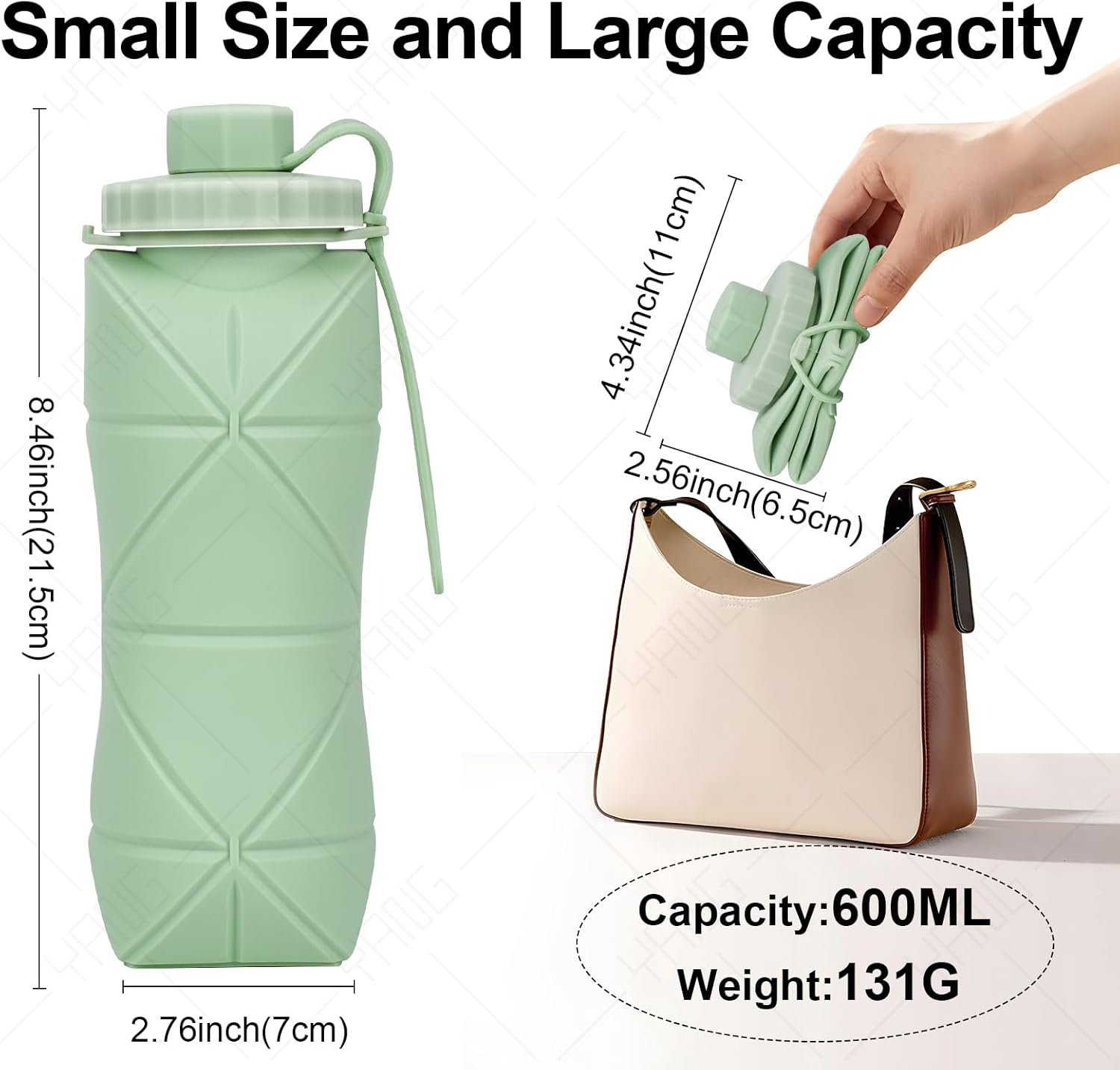 Wvacfre Collapsible Water Bottles,Bpa-Free Leak-Proof Silicone Foldable Water Bottle Cup 20Oz,Portable Durable Lightweight Bottle for Gym Travel Camping Hiking Running Sport image number 4