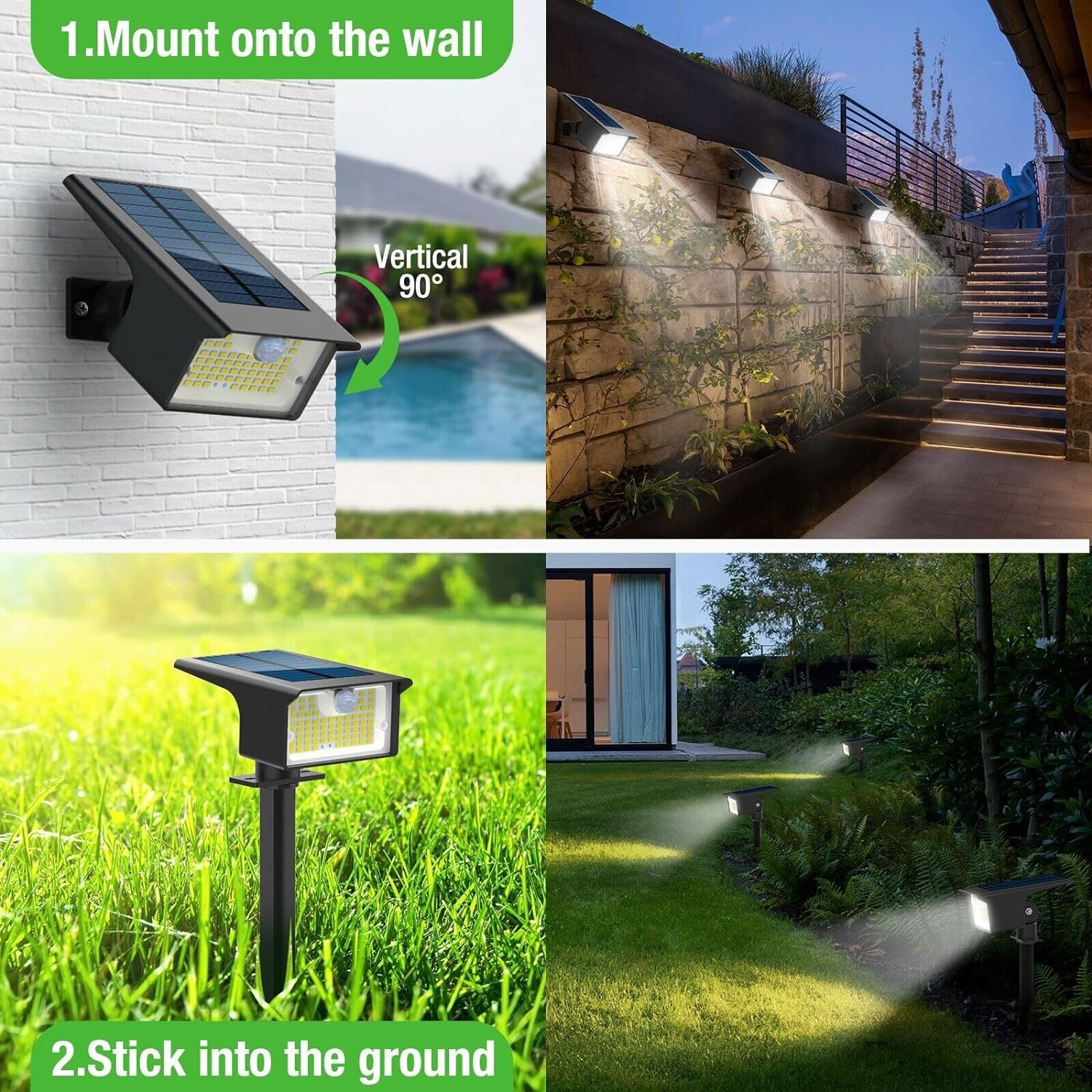 [3PCE] Litogo Solar Spot Light Cool White - Bright Outdoor Landscape Lighting image number 3