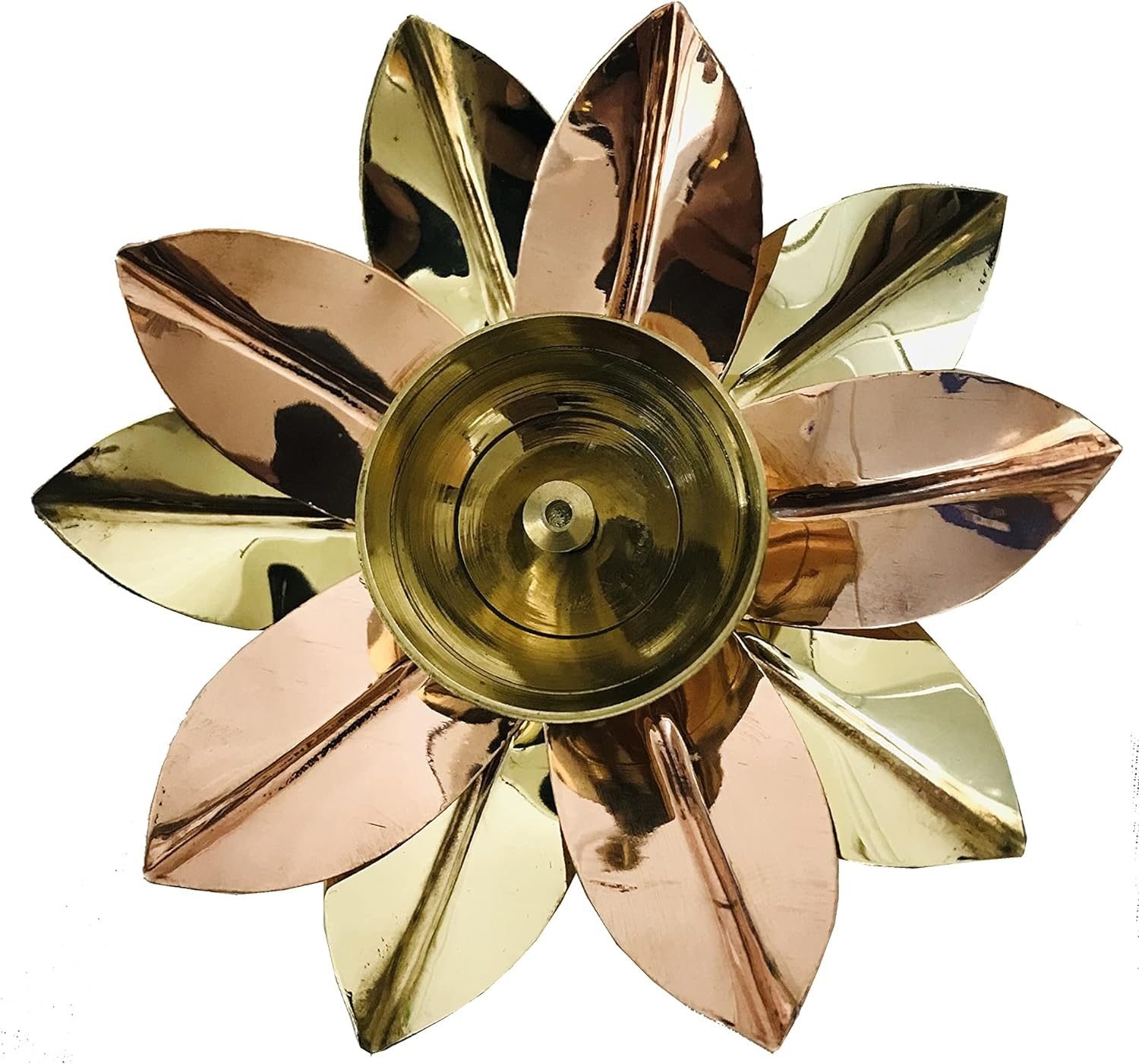 Brass Jyot Diya Lotus Shape Golden Diya Akhand Jyot Kamal Deepak Pooja Dia Puja Diwali Diya/Deepawali Deepak Oil Lamps/Christmas Decoration Engraved Unique Design Gift Items Size- 5" Inch image number 4