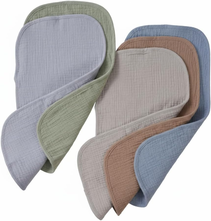 5-Pack Organic Cotton Muslin Burp Cloths - Makeshift Baby Bibs - Milk Spit up Rags - Reusable Wipes - Newborn Essentials - 48Cm X 25Cm (Earth and Sky)