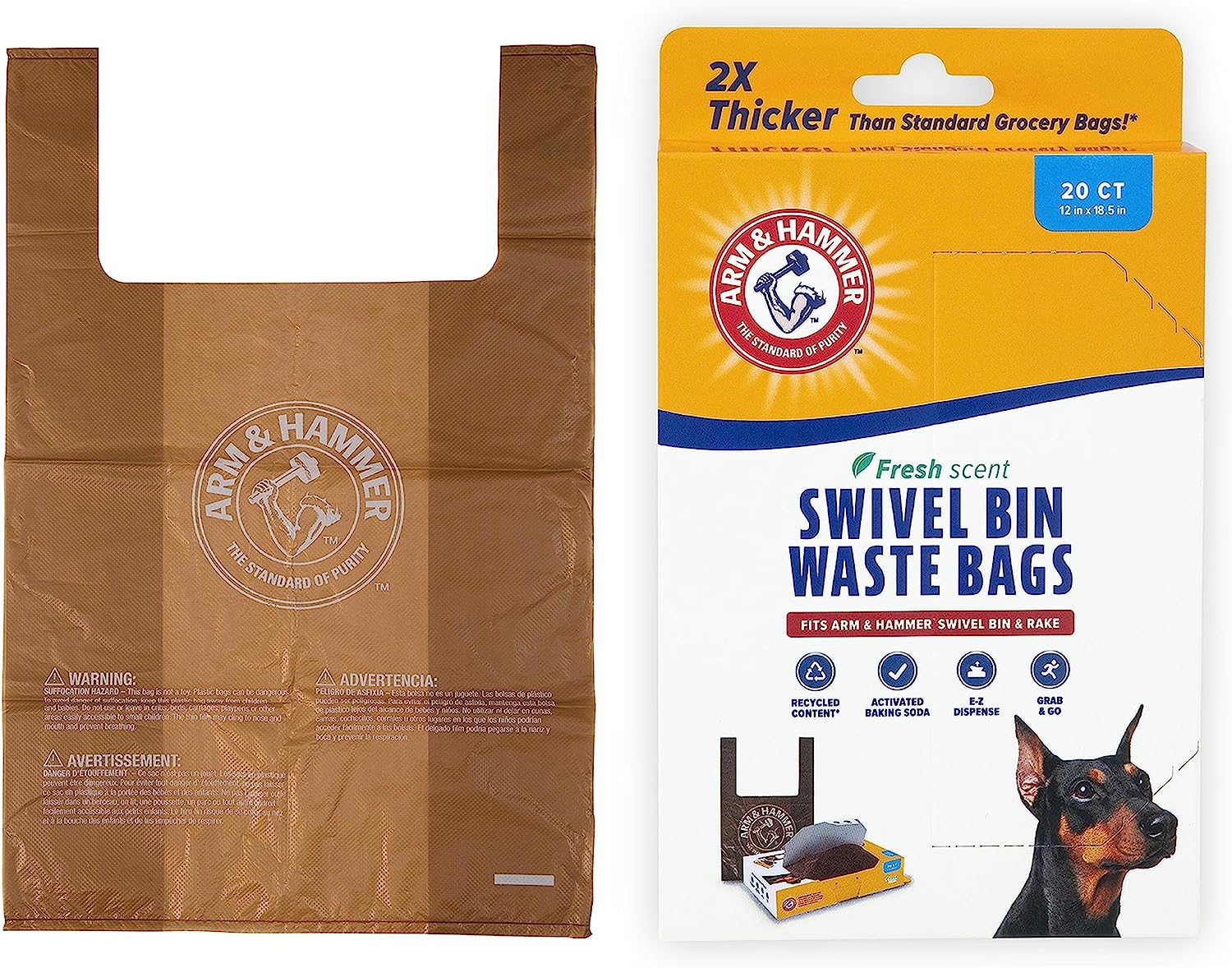 Arm & Hammer Heavy Duty Pet Waste Bags for Swivel Bin & Rake Dog Pooper Scooper, 20 Count Refill Bags (Packaging May Vary) image number 2