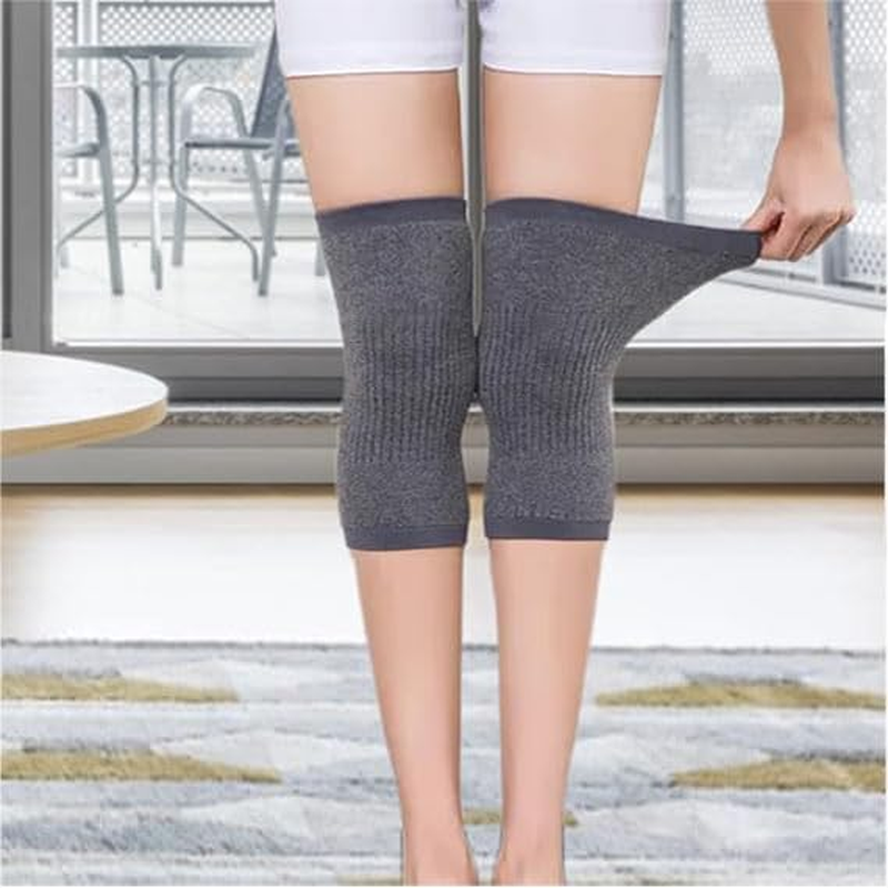 Unisex Gray Cashmere Knee Pads, Thick Elastic Knitted Knee Sleeves for Arthritis Winter Warmth, Bicycle Skiing Running Sports image number 5