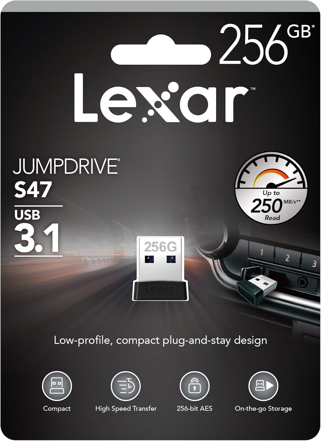 Lexar Jumpdrive S47 256GB USB 3.1 Black up to 250Mb/S