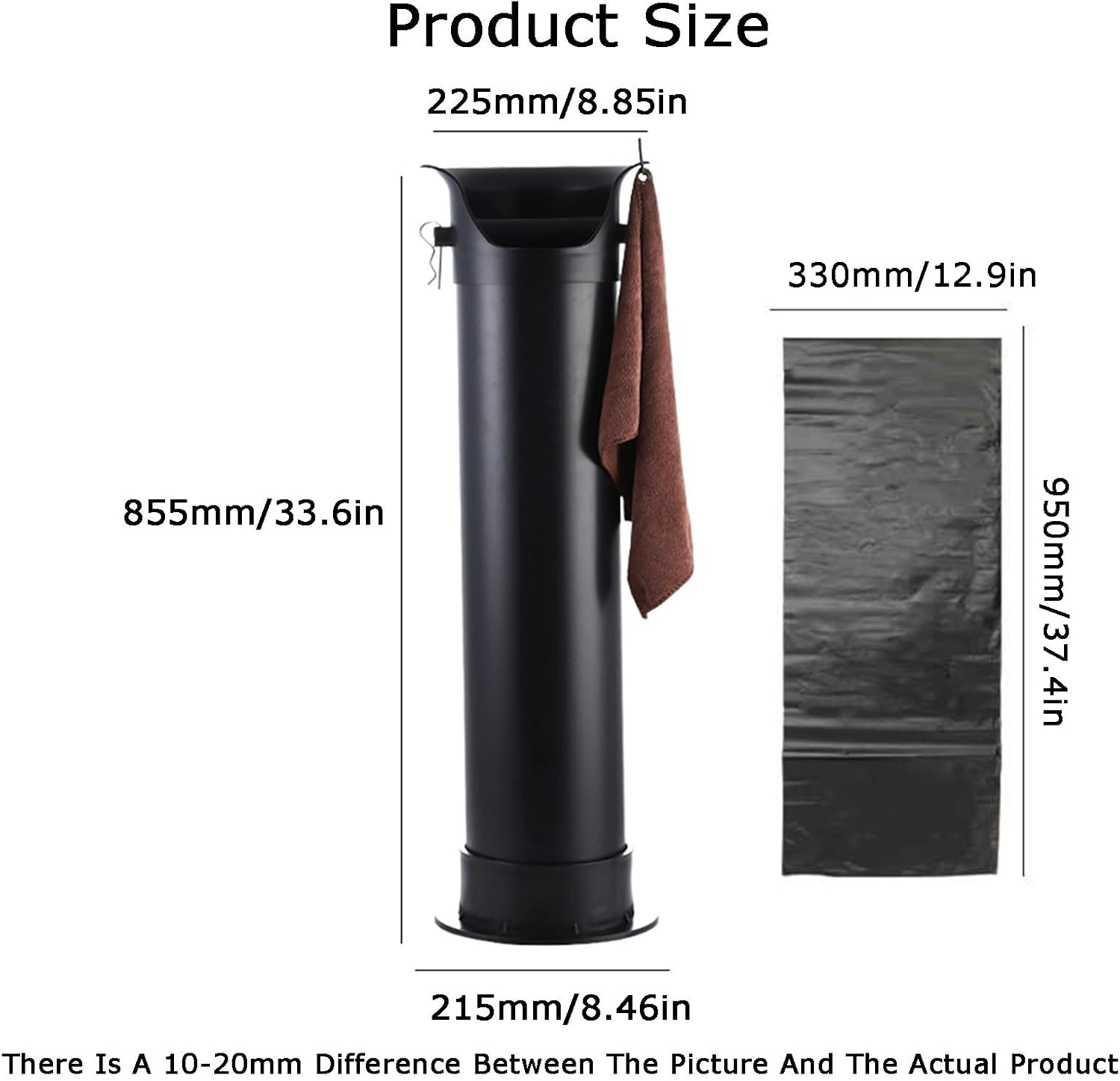 Coffee Knock Box, with Garbage Bags and Towel, 17L Espresso Grind Dump Collection Bin,For Household Teahouse(White) - Black image number 6