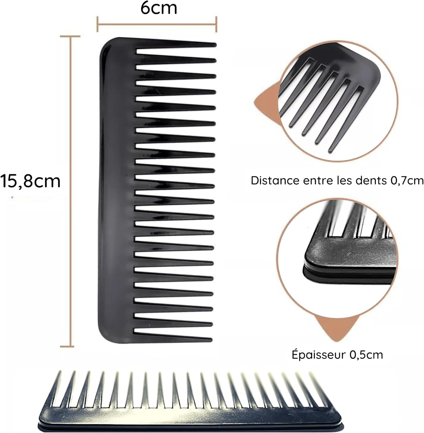 Wide Teeth Comb - Black (Purple) image number 2