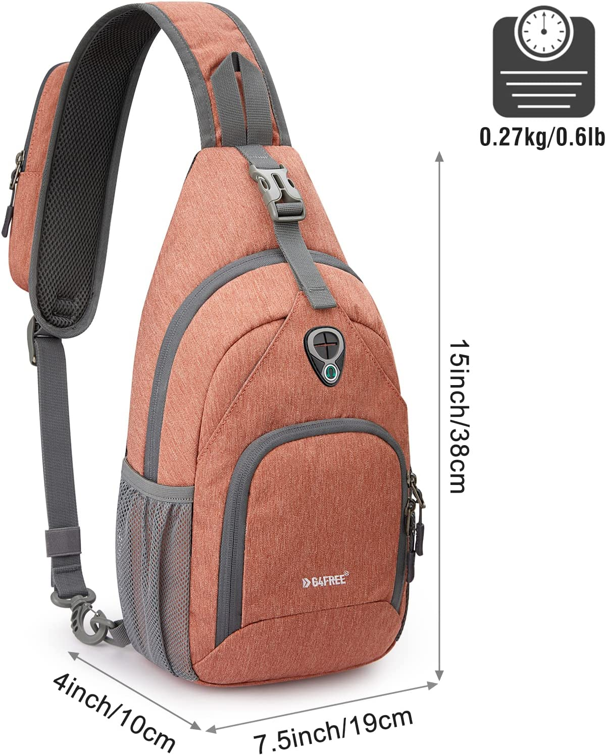 G4Free Sling Backpack Small Sling Bag Crossbody Chest Daypack for Men Women Hiking Travel image number 5