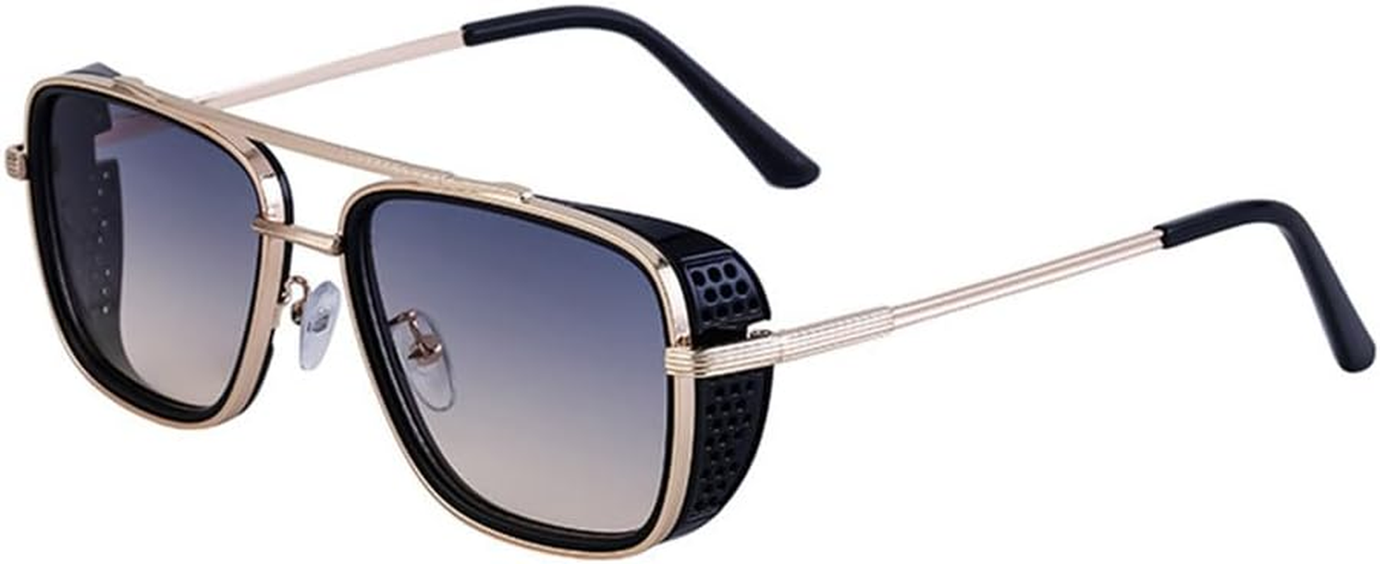 Retro Men'S Steam Punk Sunglasses Square Metal Eyeglass Frame Outdoor Sports Driving Sun Protection