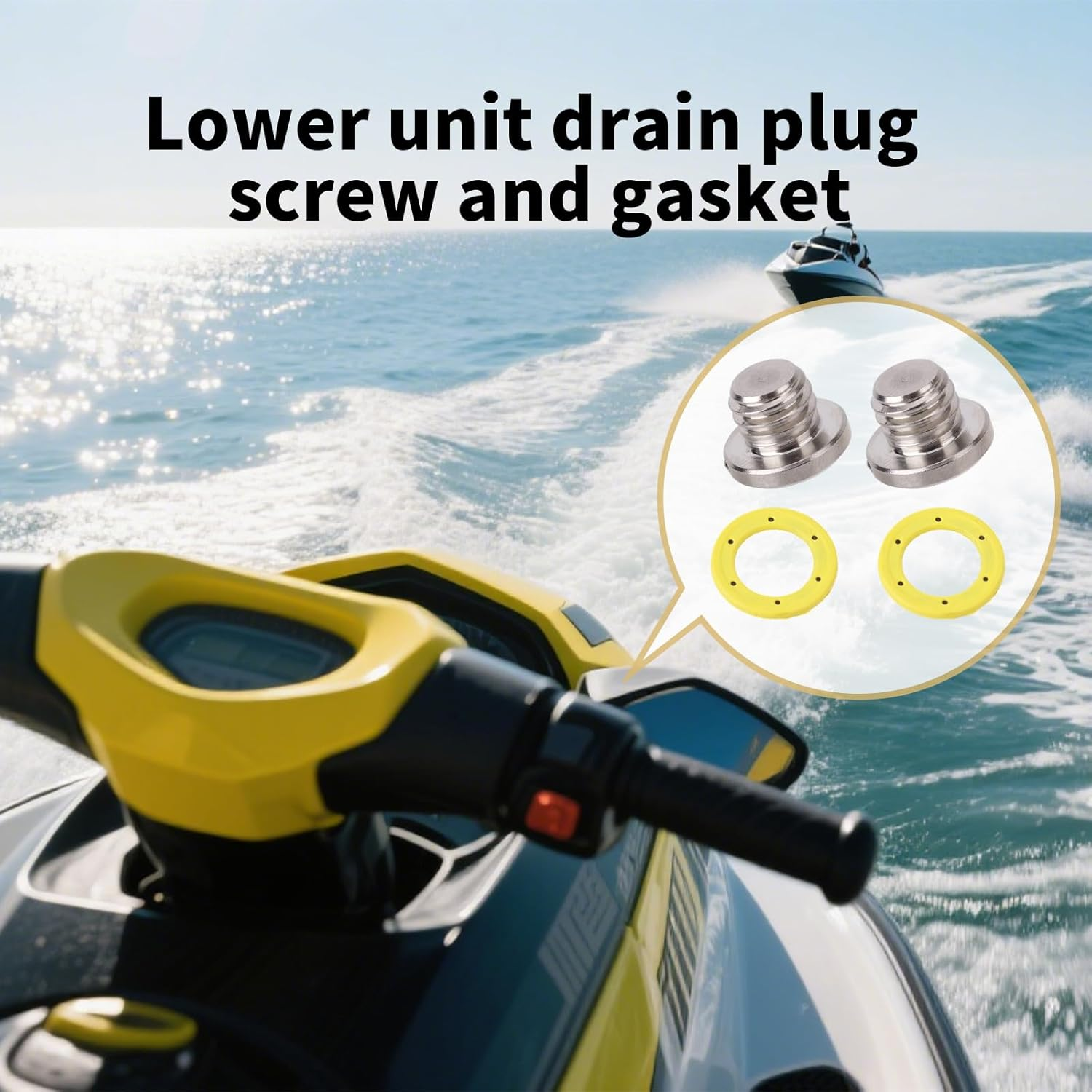 2 Sets Lower Unit Drain Plug for Mercury Mercruiser Outboard Engine Gear Case, 3/8-16 Thread 8M0058389 Magnetic Screw & 10-79953Q04 Non-Magnetic Screw with 2Pcs Seal Gasket image number 4
