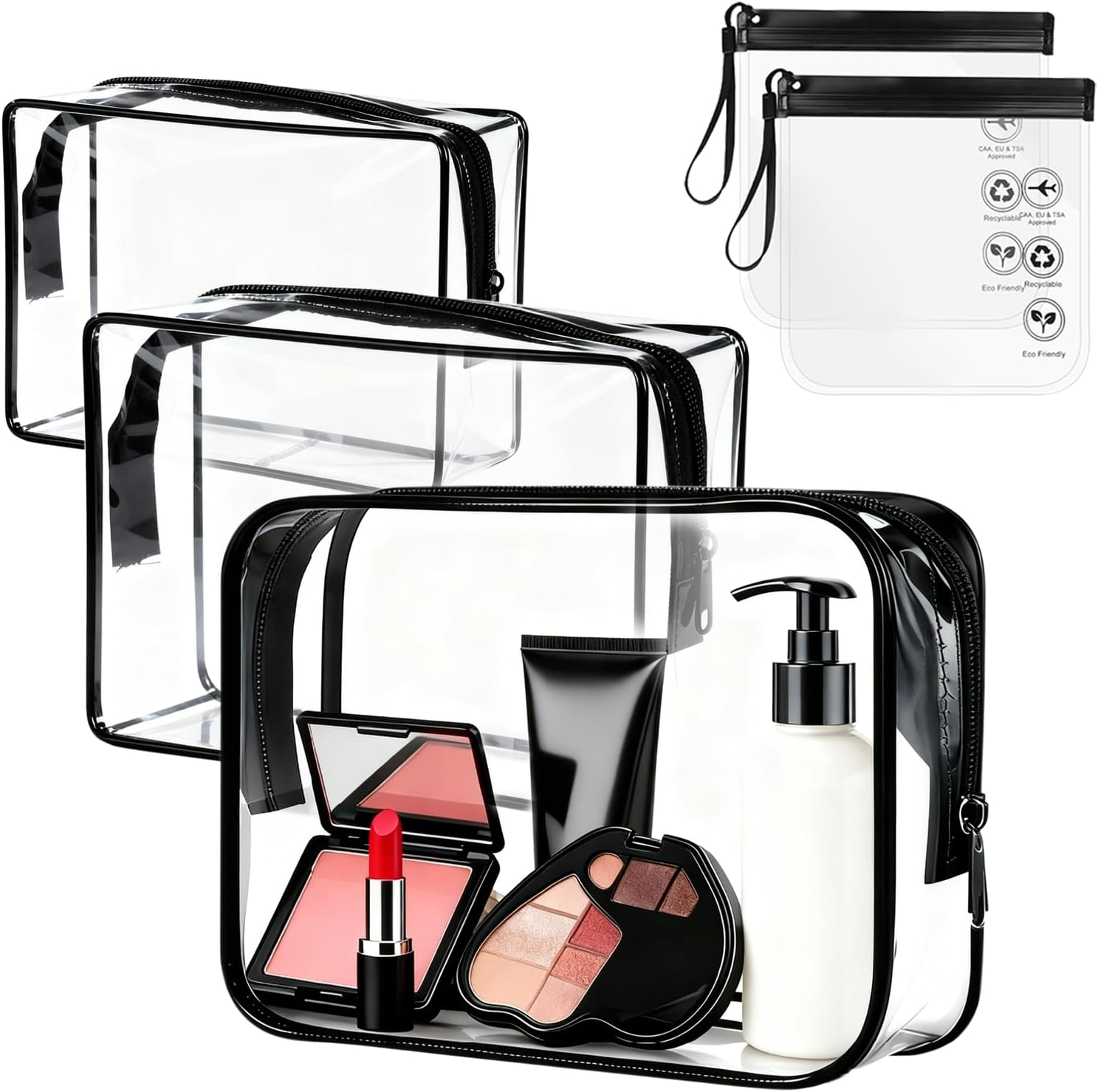 Langtaojin 5-Piece Travel Essentials Set: 3 Travel Toiletry Bags + 2 Sealed Makeup Pouches, Ideal for Must-Have Travel Scenarios, Including Toiletry Bags and Small image number 4