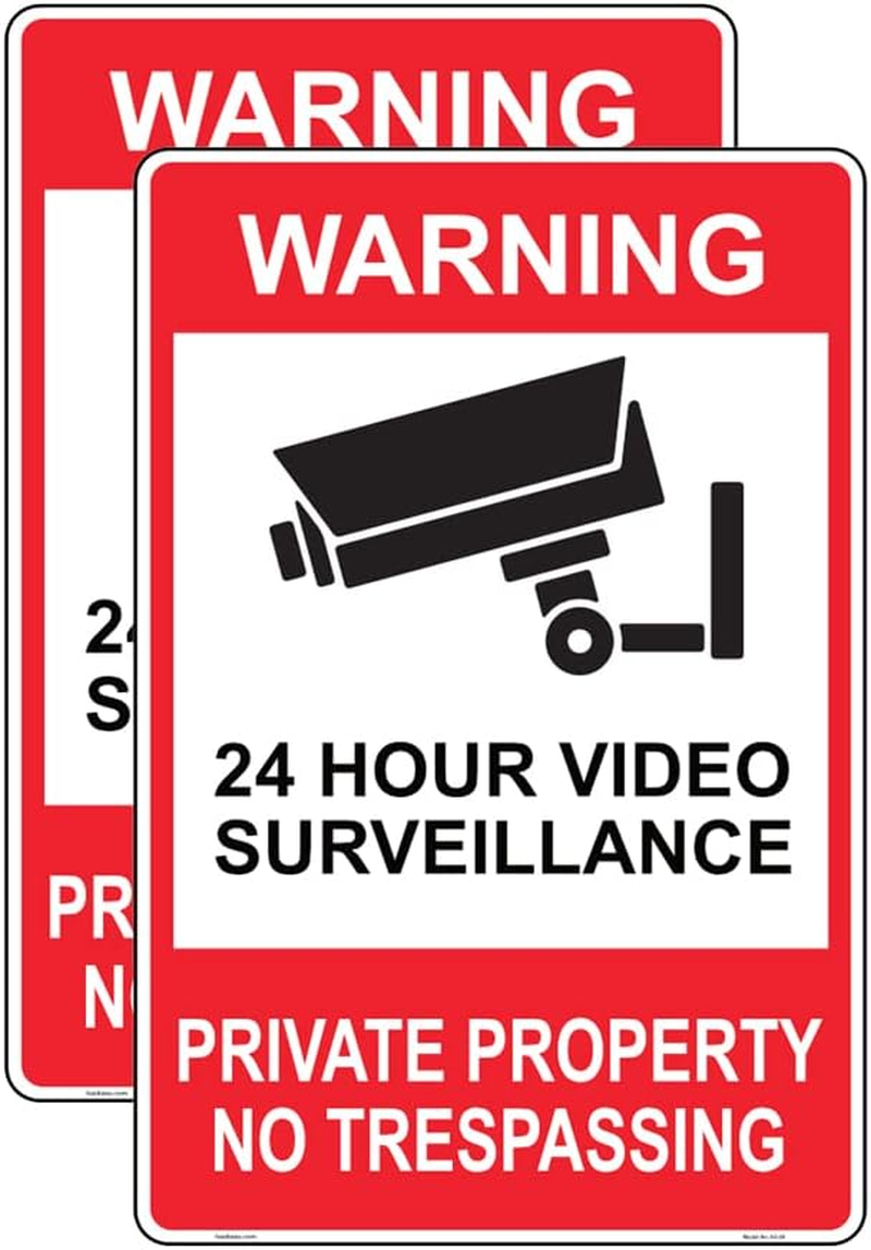 Haobase 2 Pcs Private Property No Trespassing Sign Sticker - 30 Cm X 20 Cm - Self Adhesive Vinyl