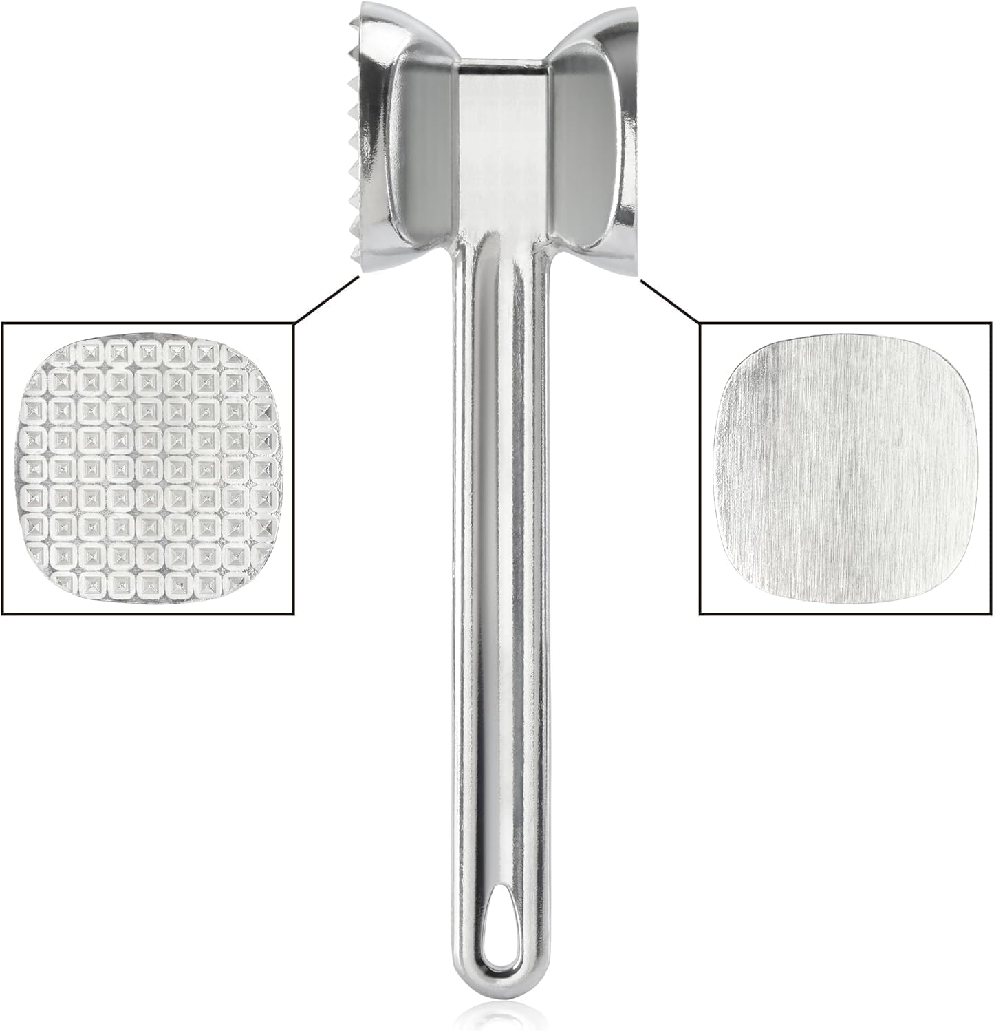 Liyquint Dual-Sided Meat Hammer & Tenderizer &ndash; Heavy Duty Meat Mallet for Steak, Chicken, Fish, Pork &ndash; Kitchen Meat Pounder Tool for Grilling & Home Cooking (Silver) image number 1