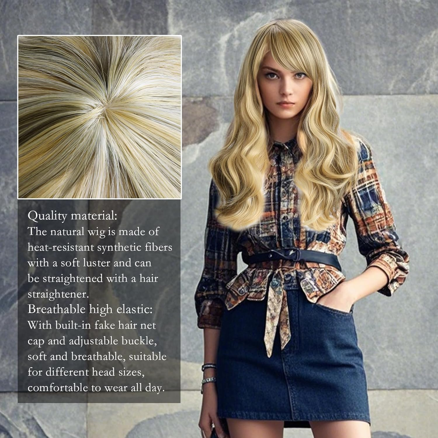 KUBDPQOR Women'S Blonde Wig - Charming Long Hair Wig, Irresistible Blonde and Elegant - Ideal for Everyday Use and Special Occasions image number 6