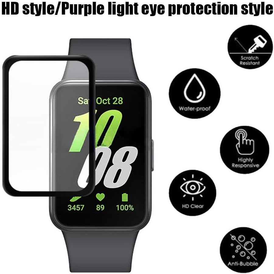 3 PCS Tempered Glass Film for Samsung Fit 3 Screen Protection, Clear Full Protective Anti-Scratch Tempered Film for Samsung Galaxy Fit3 Wristband Screen Protector Cover