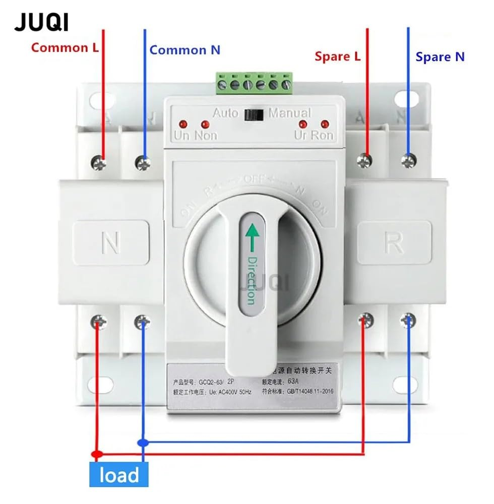 MGTCAR Dual Power Automatic Transfer Switch 2P 63A Switchgear Switch CB Class ATS Home Single Phase 110V 220V(220V) image number 5