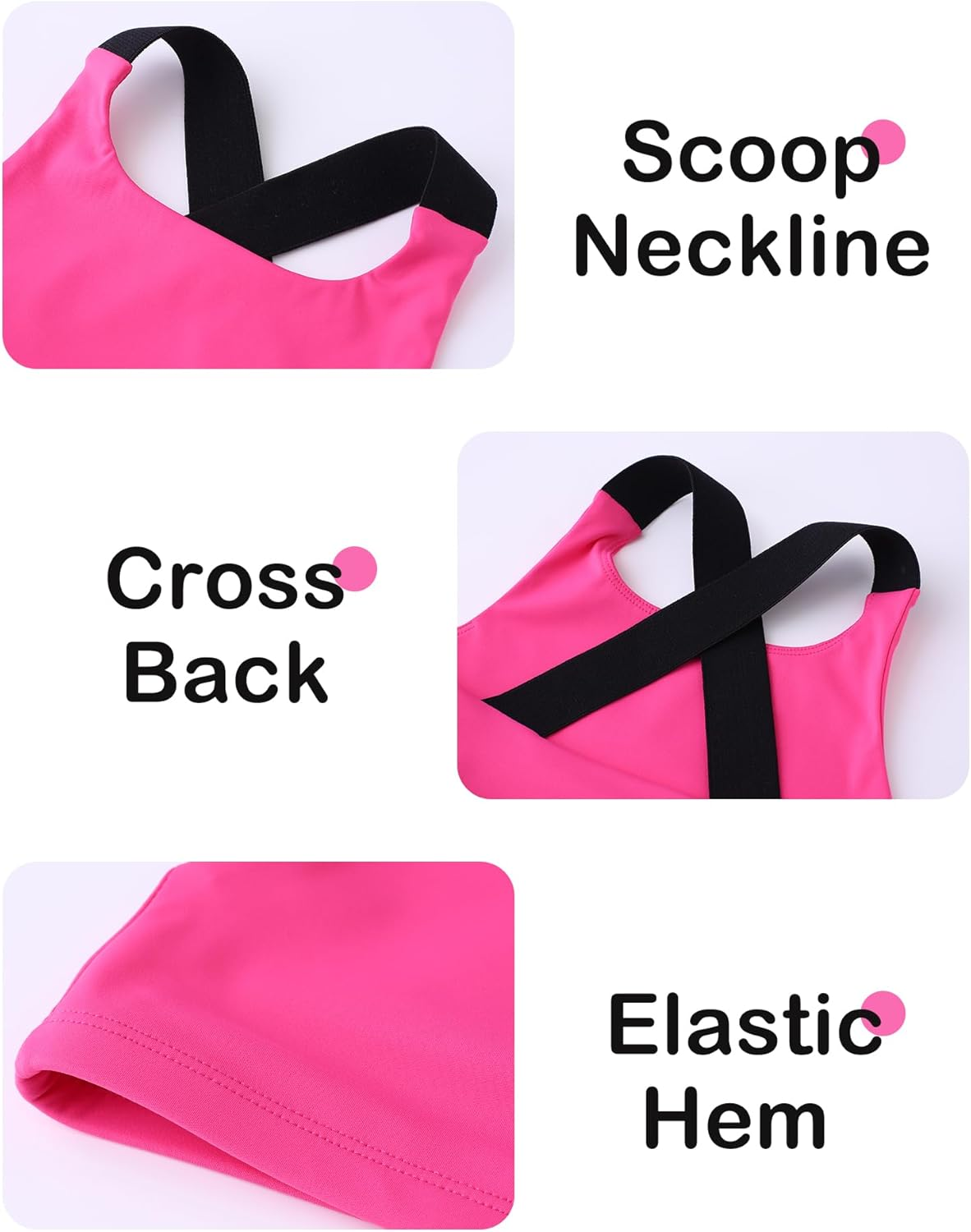 SEAUR 2 Pack Girls Basic Dance Crop Tank Top Wide Shoulder Straps Cross Back Athletic Sports Yoga Tank Tops Camis Activewear image number 3