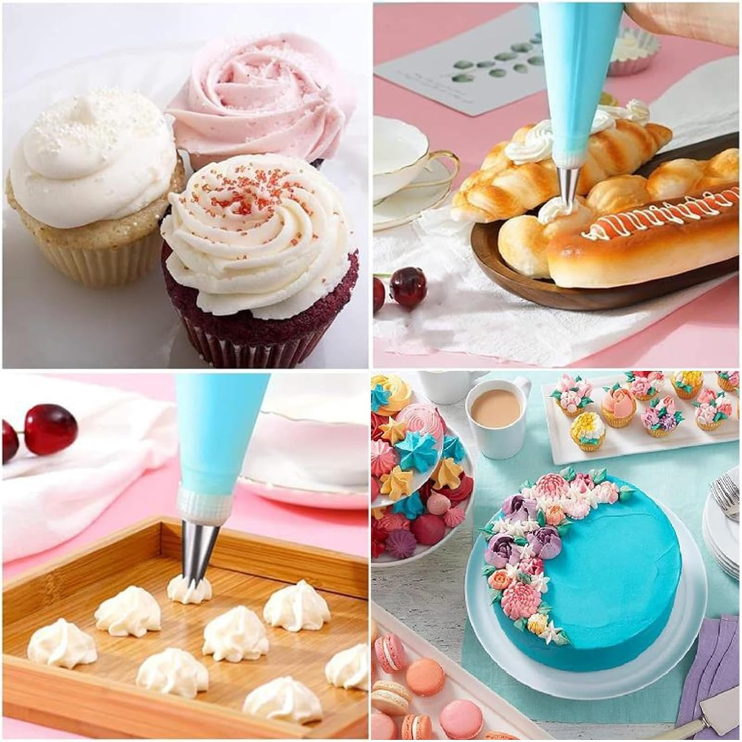 BSITSSS Icing Nozzle Set, 13 Pieces Icing Bags with Nozzles, Flower Nozzles Adapter, Silicone Piping Bag for Cupcake Decoration Cakes image number 1