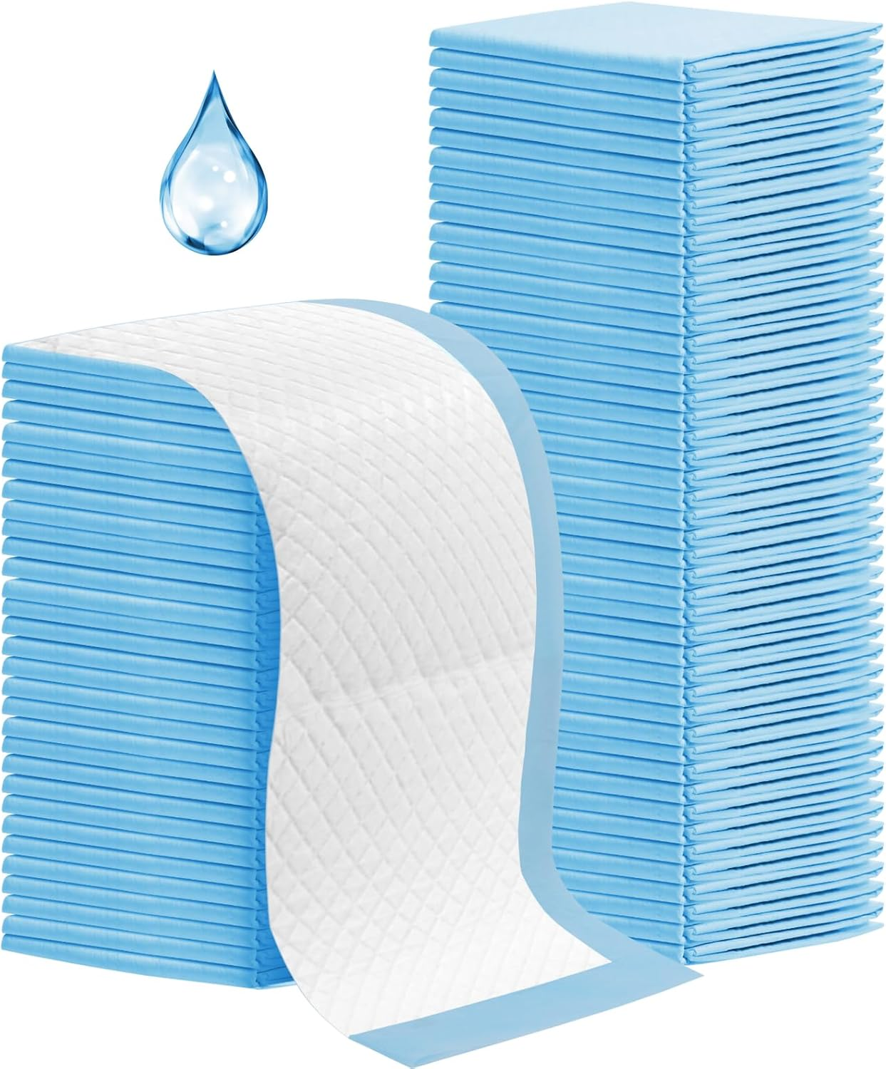 Cptoion 100 Pack Disposable Changing Pads,17 X 13 in Baby Disposable Underpads,Ultra Absorbent Disposable ,Waterproof Diaper Changing Pad,Leakproof Breathable Underpads Bed Table Protector Mat