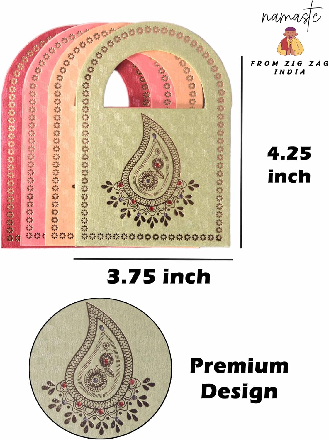 Indian Money Gifting Envelopes with Handle-Enabled Money Lifafa Decorative Cash Holders for All Occasion Diwali, Wedding Gift of Prosperity Multi Color (20) image number 5
