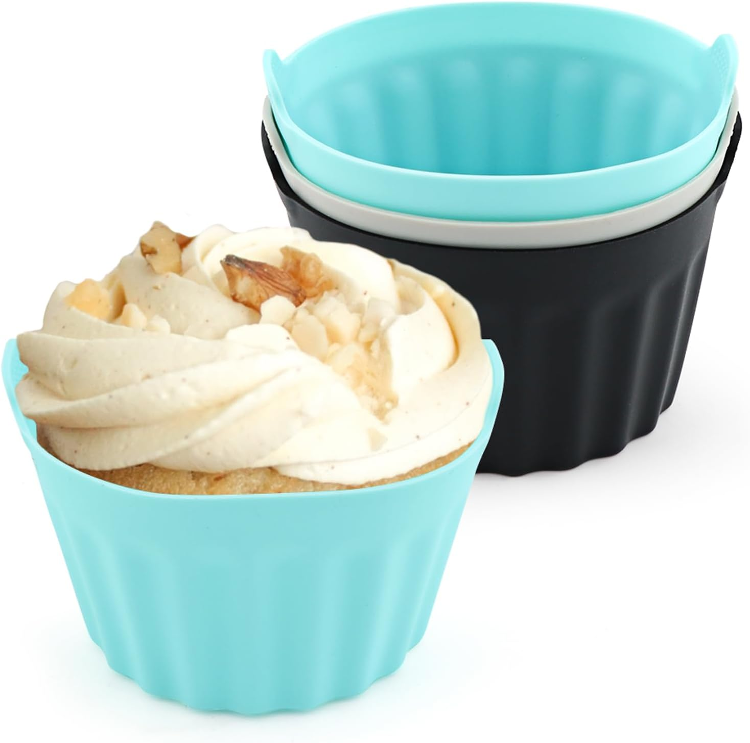 6Pcs Bakecake Ramekins for Air Fryer,Soft Silicone Egg Mould with Handle,Non Stick Cake Cups for Baking,Muffin Cases image number 5