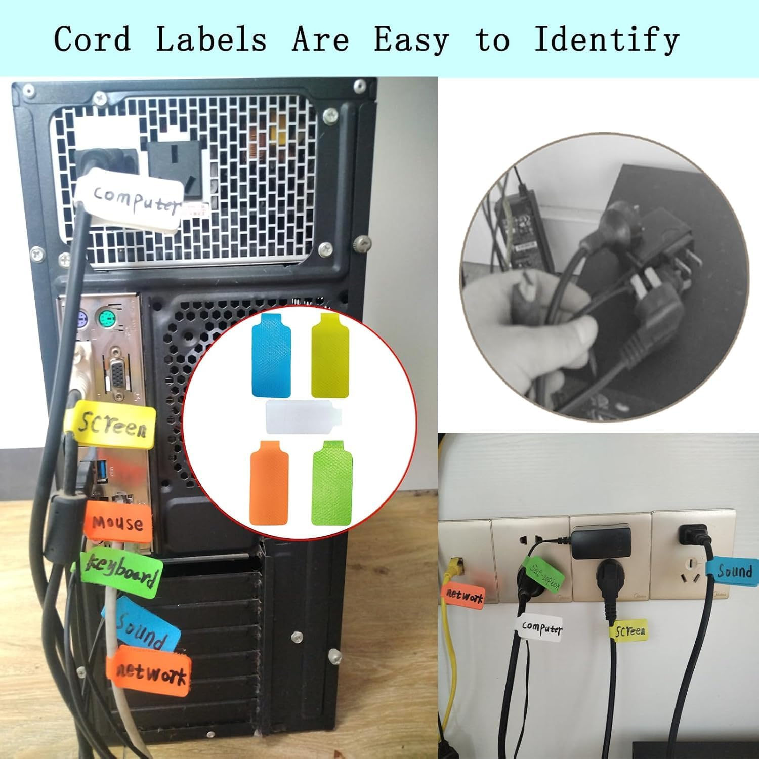 Write on Cord Labels - 20Pcs Writable Wire Tags, Nylon Cable Labels, Colorful Cord Tags for Organizing image number 5