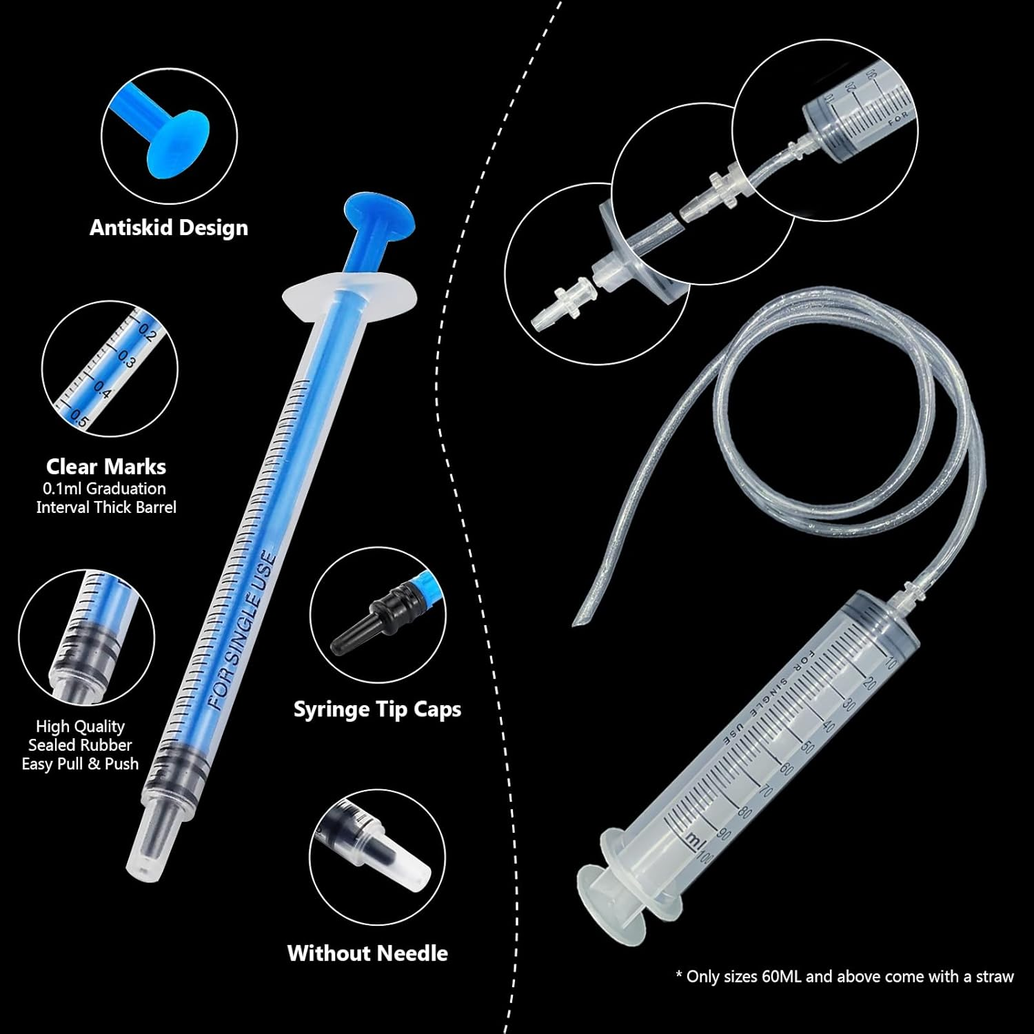 2Pack 100ML Large Syringe Plastic Syringe with Tubing Reusable Measuring image number 4