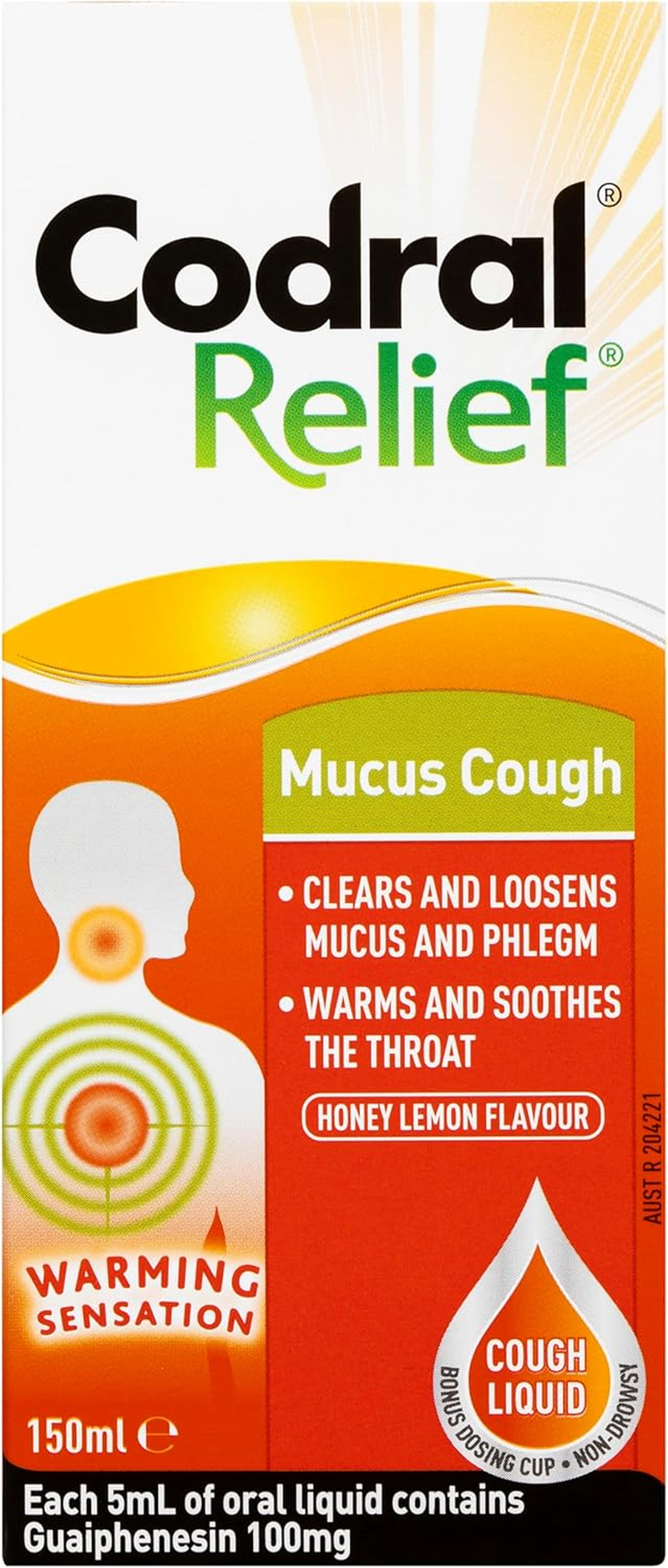 Codral Mucus Cough Liquid Honey Lemon Flavour 150Ml | Loosens and Help Clear Chest Congestion| Provides Warming and Soothing Feeling Throat