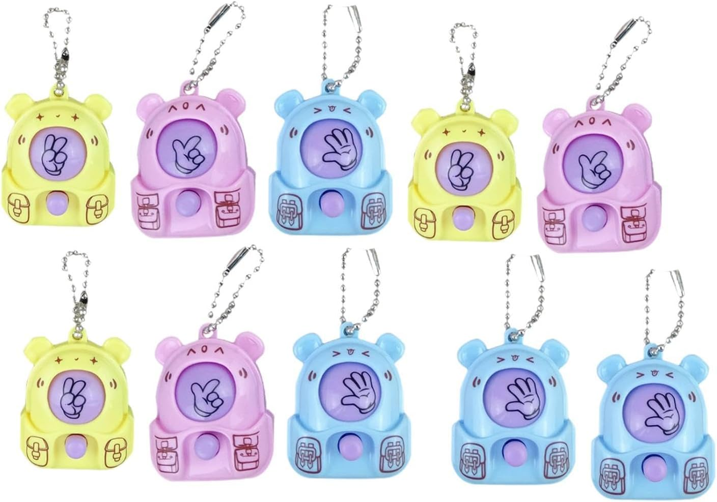 Generic 10Pcs Rock Paper Scissors Guessing Game Toys for Kids Gifts Mini Cartoon Toy with Keychain for Children And