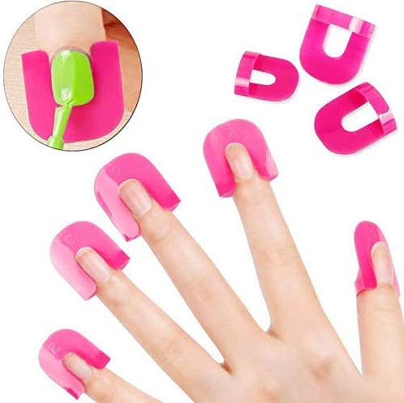 VNDEFUL 26Pcs (10 Sizes) Reusable Soft Plastic Nail Polish Stencil,Spill Proof Manicure Protector Tools image number 3