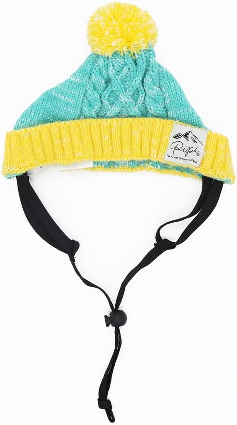 Three Arrows PIPI Dog Knit Hat Green X Yellow, S image number 2