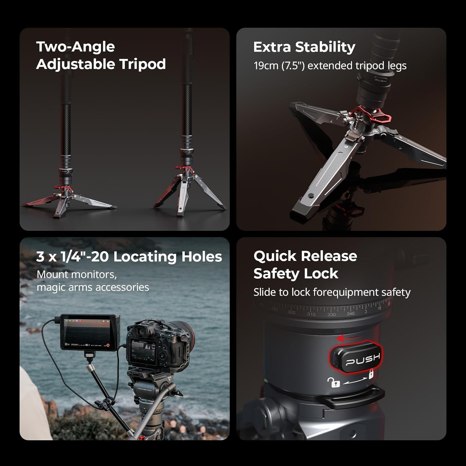 Smallrig 175Cm / 68.9" Carbon Fiber Video Monopod for Camera, Compact Camera Monopod with One-Button Lift & Lock, Max. 5Kg Playload Fluid Head Fits for DJI RS and for MFT 501L - 5565 image number 3