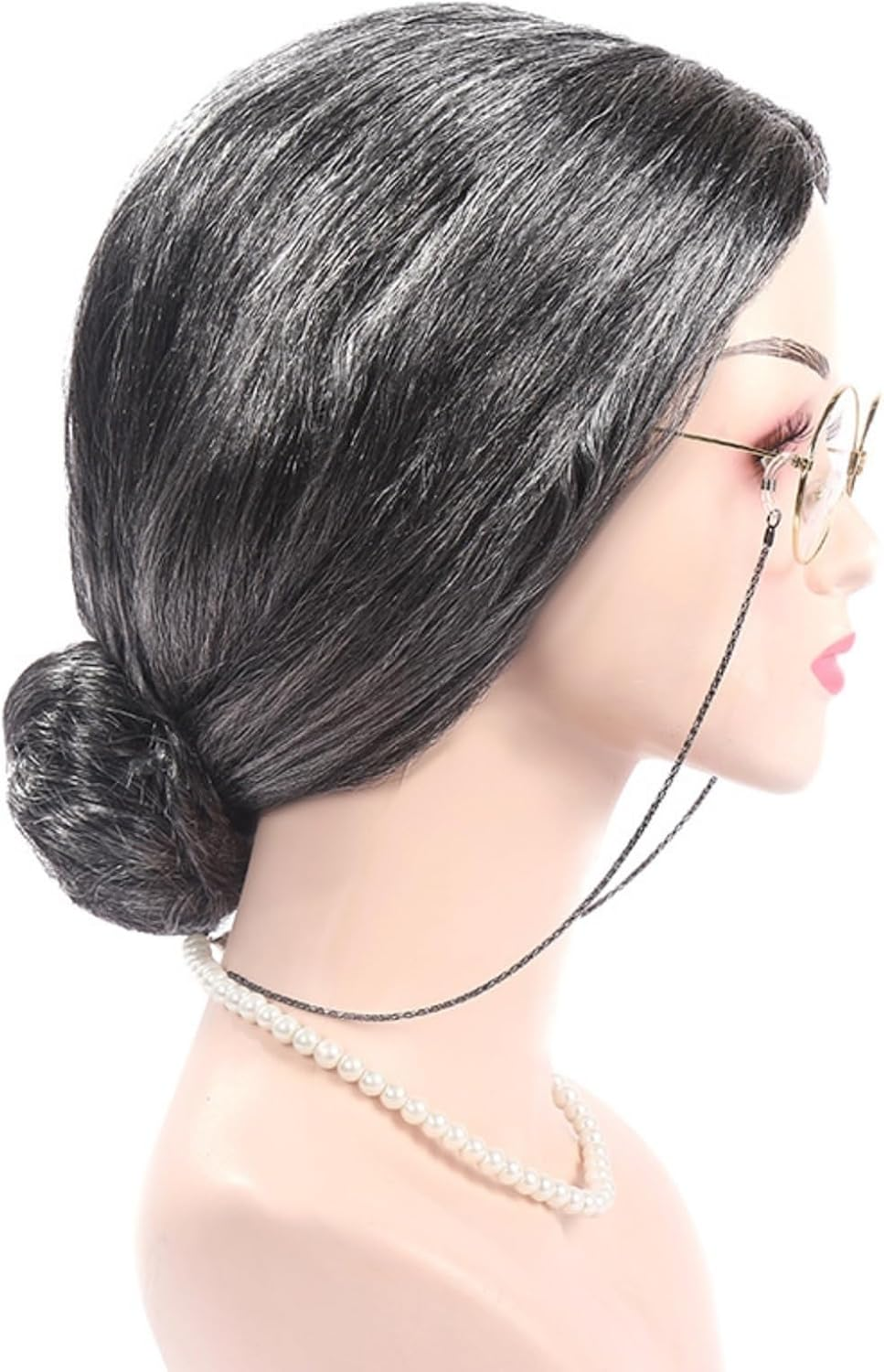 7 Pcs/Set Grandma Old Lady Dress up Set, Granny Wig Adult Halloween Cosplay Party Witch Decoration, Old Women Granny Wig for Halloween Cosplay 100 Days image number 1