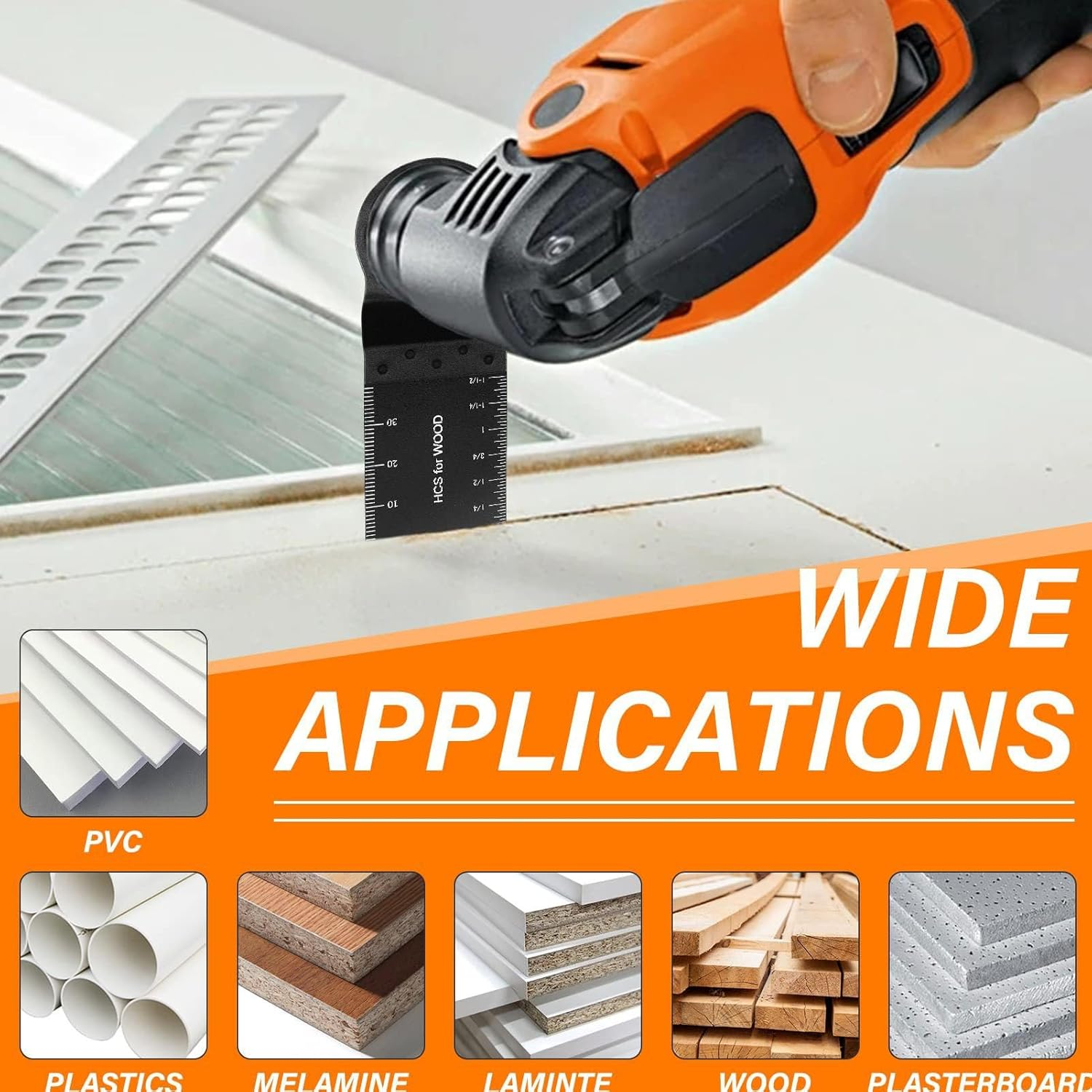 10 Pcs Oscillating Saw Blades, Wood Oscillating Multitool Quick Release Saw Blades, Flush Cut Universal Quick Release Multi Tool Blades, Oscillating Saw Blades for Hard Material image number 2