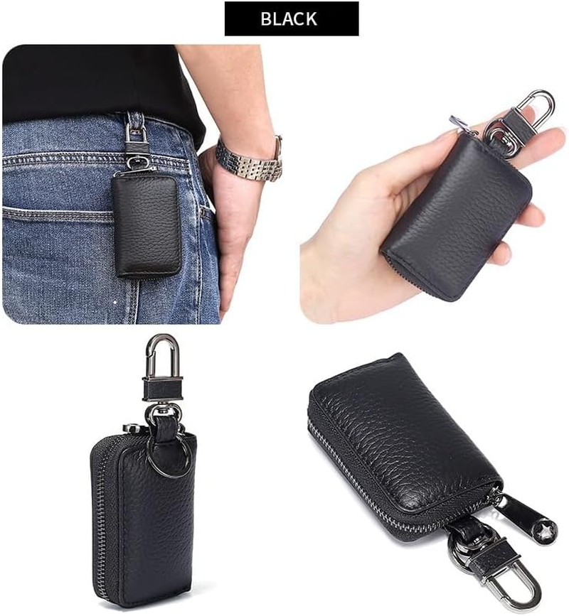 Elegant Car Key Cover, Leather Key Fob Case with Zipper image number 5