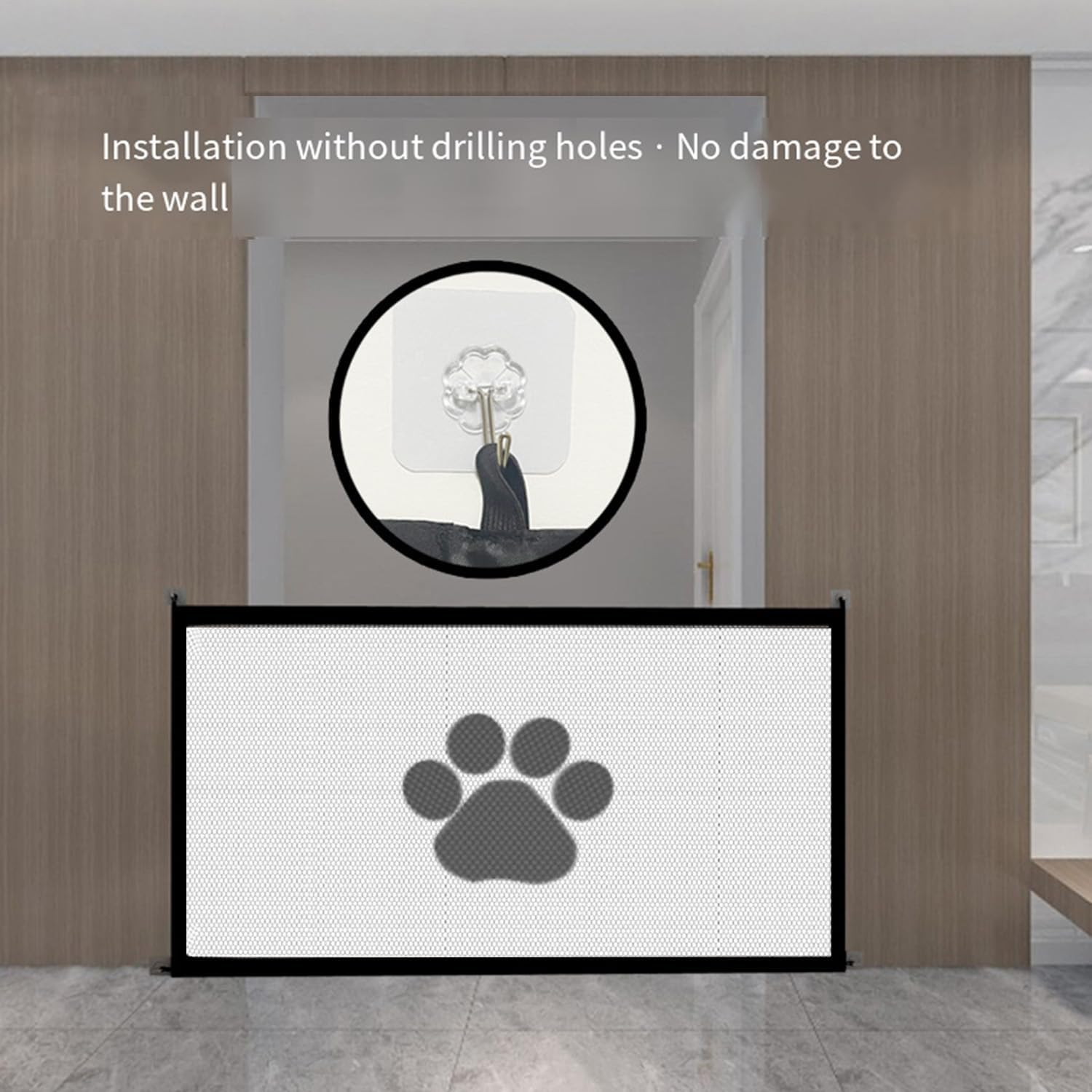 Yharnamite Mesh Dog Gate, Adjustable Indoor Barrier & Puppy Playpen Panel, Portable Folding Pet Safety Gate, Safety Fence for Stairs & Doorways(110 X 80Cm) image number 1