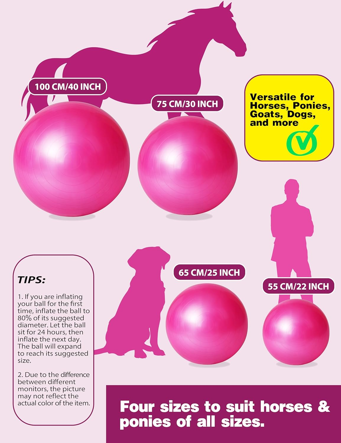 Harrison Howard Howdy Bally Mega Horse Play Ball Anti-Burst Giant Horse Ball 22 Inch-Magenta image number 2