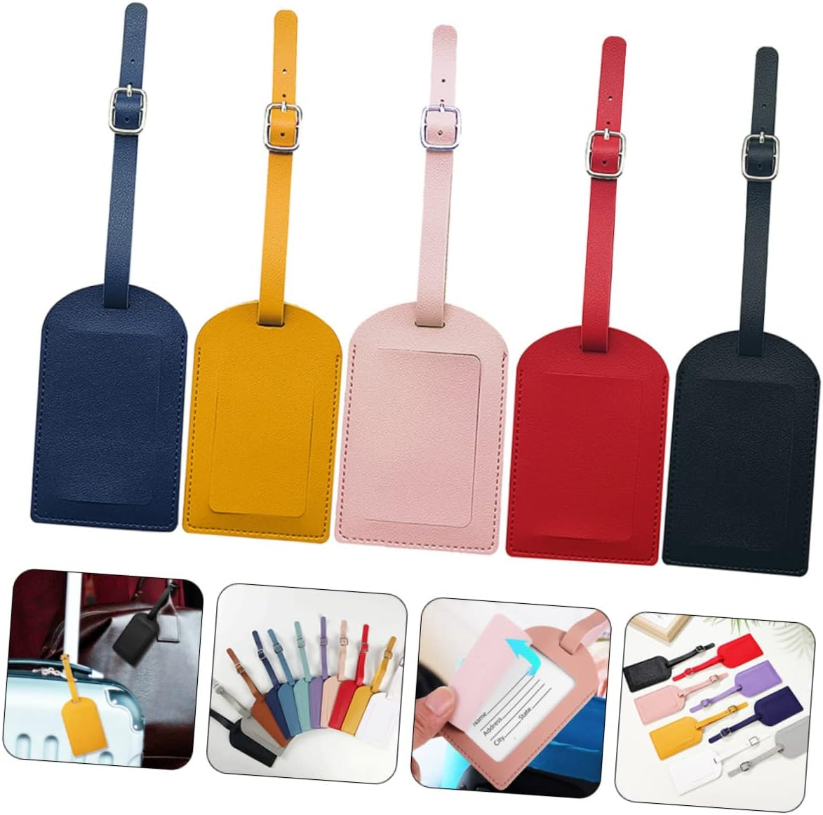 BESTYASH 5Pcs Luggage Identifier Tags Pu Travel Tags for Suitcases and Bags Convenient Baggage Personal Info Card for Business Trips and Travel Accessories image number 6
