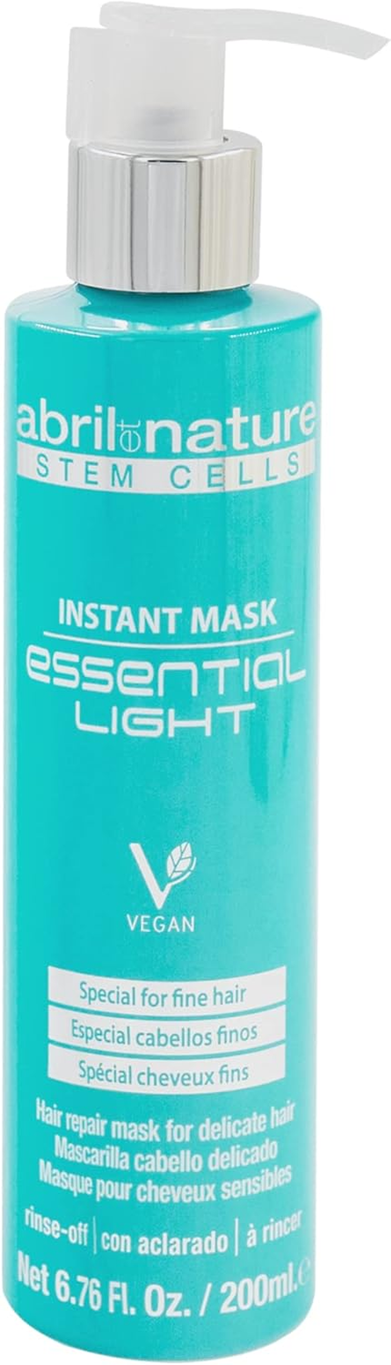 Abril Et Nature - Instant Mask Essential Light - Moisturising Hair Mask - 200 Ml - for Fine and Sensitive Hair - Hair Treatment with Stem Cells - Vegan Product
