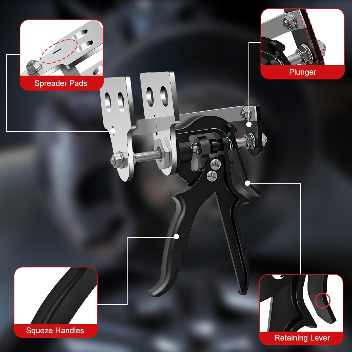 Brake Caliper Compression Tool, 29100 Brake Pad Spreader, Single/Twin/Quad/Sextuplet Pistons Disc Brake Caliper Tool for Most Cars and Light Trucks