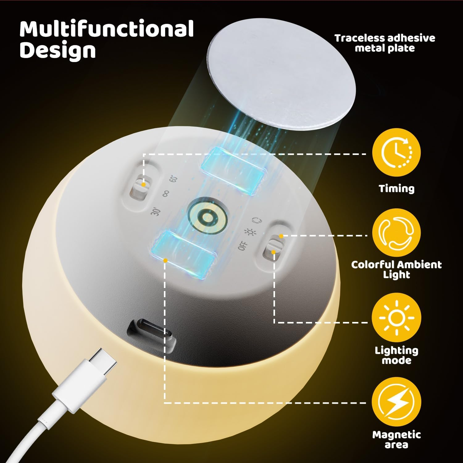 Night Light for Kids, Baby Shell Light with 7 Colors Changing Mode & Stepless Dimming, Soft BPA Free Silicone Touch Night Lamp, Rechargeable Nursery Night Light for Breastfeeding image number 1