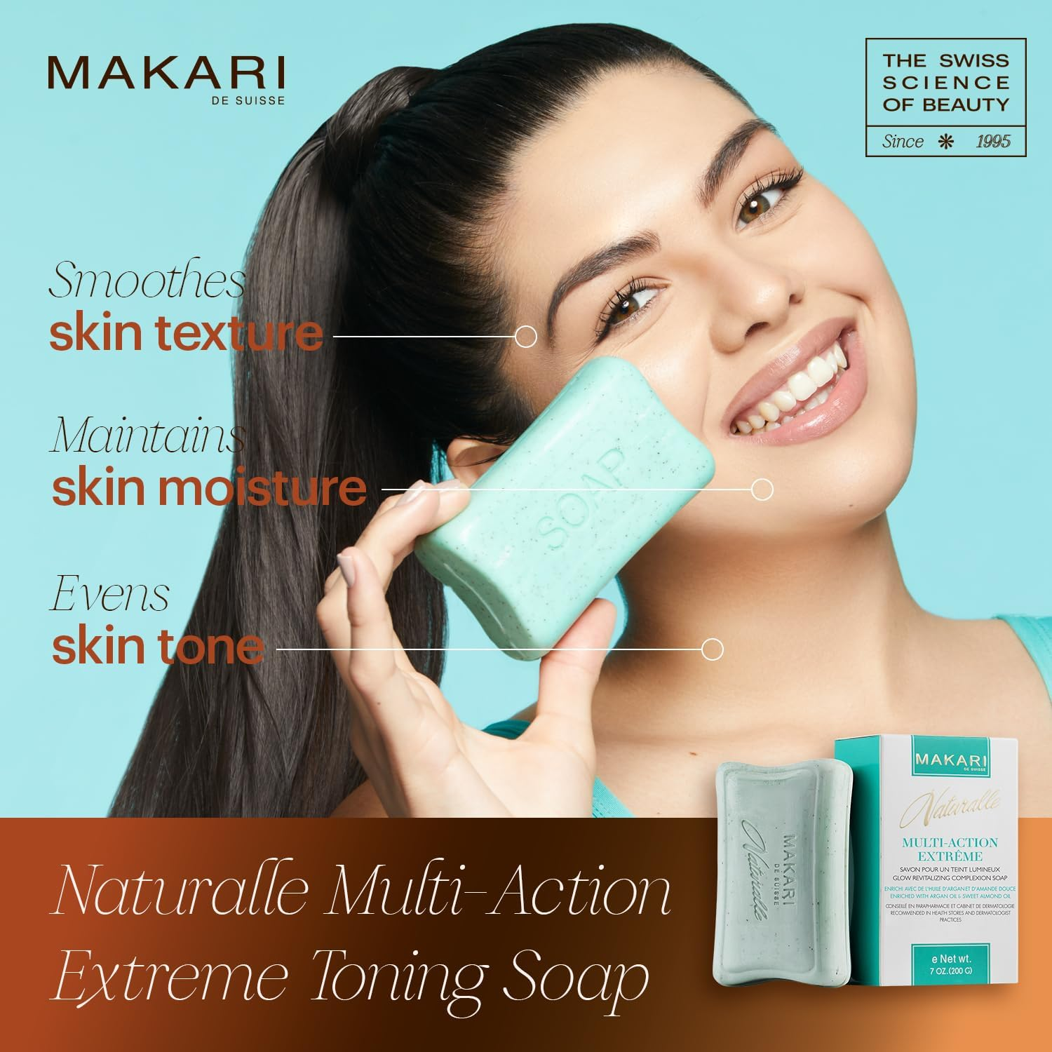 MAKARI Naturalle Multi Action Extreme Skin Lightening Soap 7Oz. " Exfoliating & Moisturizing Bar Soap with Argan Oil & SPF 15 " Hydrating & Regulating Treatment for Dark Spots, Acne Scars image number 5