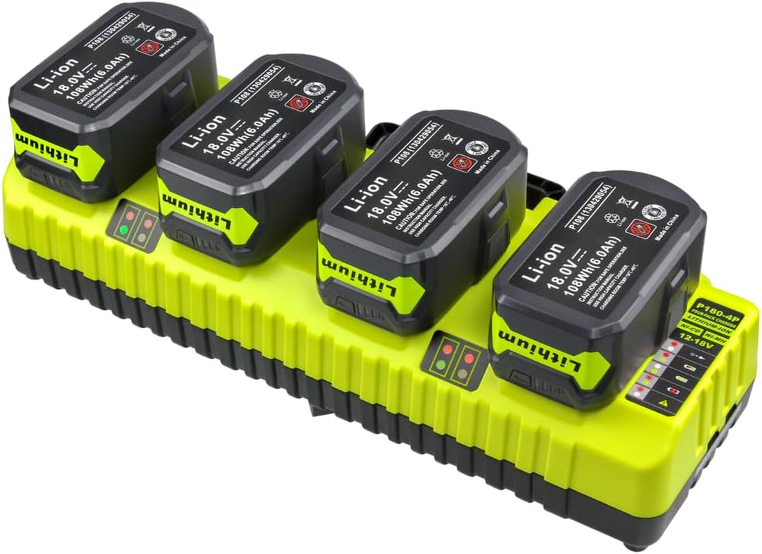 Replacement P108 Battery Dual Charger, 12V-18V, 5A Output, Compatible with Ryobi Batteries No Battery Only Charger image number 4
