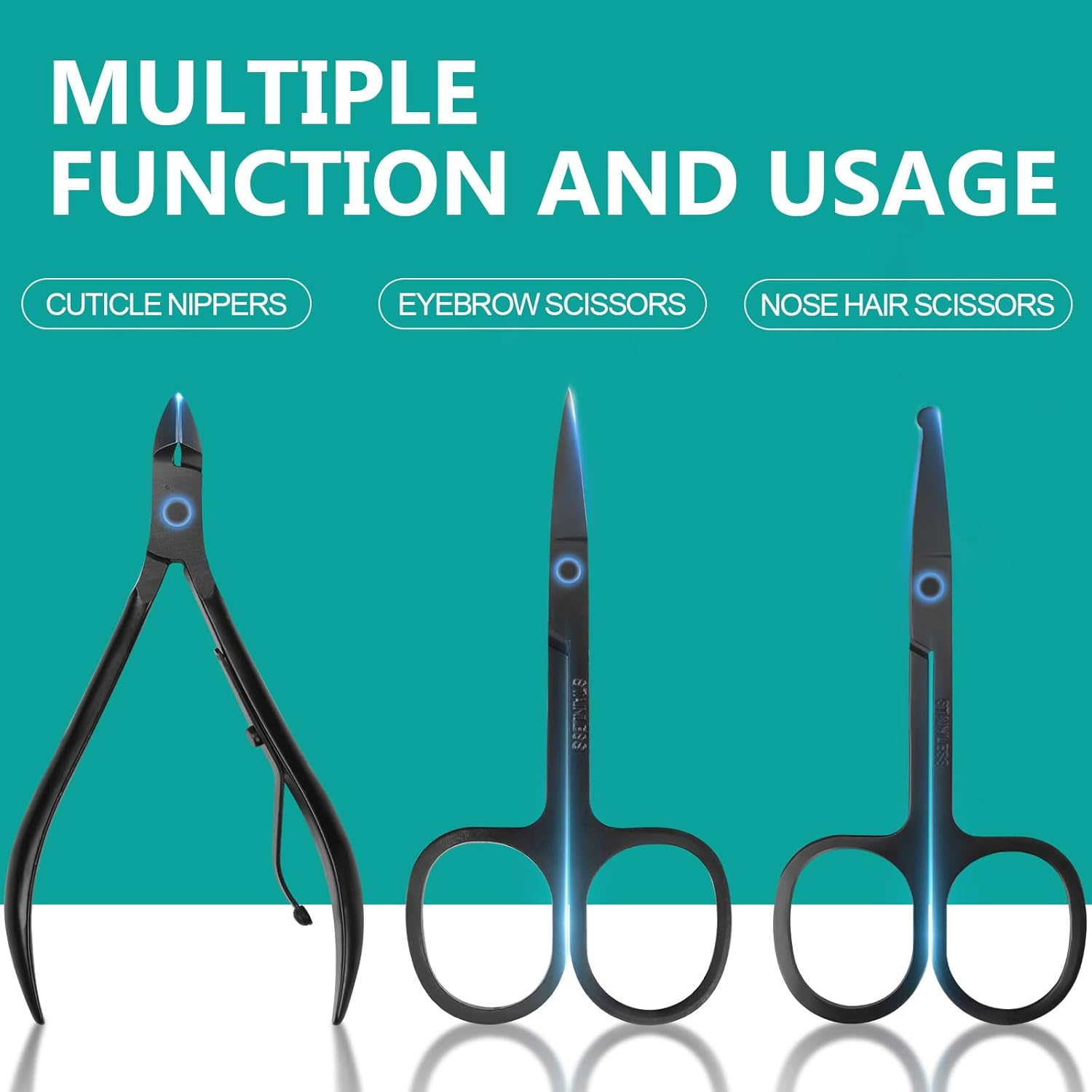 Luck around Manicure Set, Professional Nail Clippers Pedeicure Kit 26 Pieces Nail Care Tools for Travel & Grooming (Brown) - Black image number 5