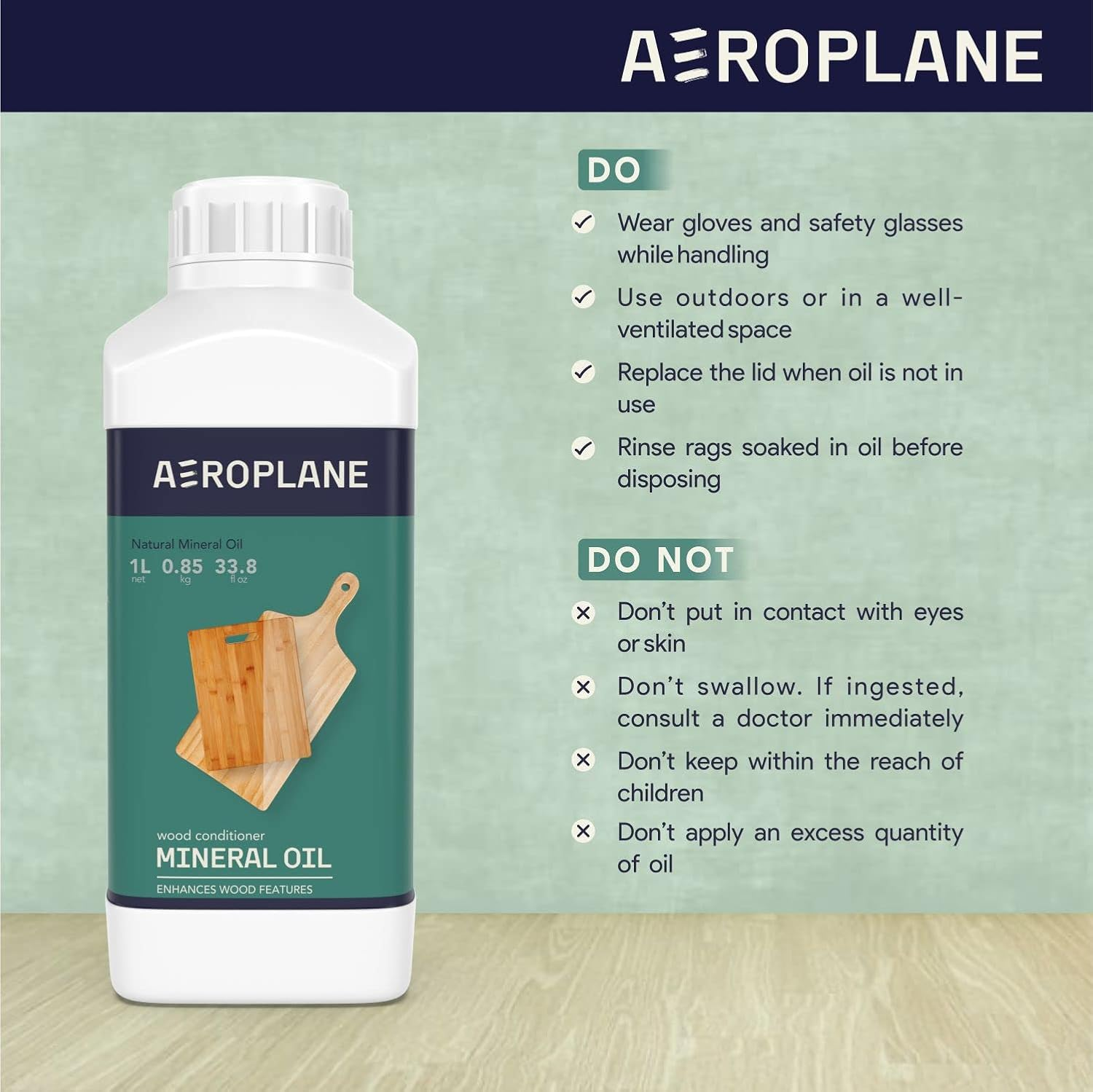 AEROPLANE - Mineral Oil - VOC Free & Non-Toxic Wood Conditioner | 100 ML image number 3