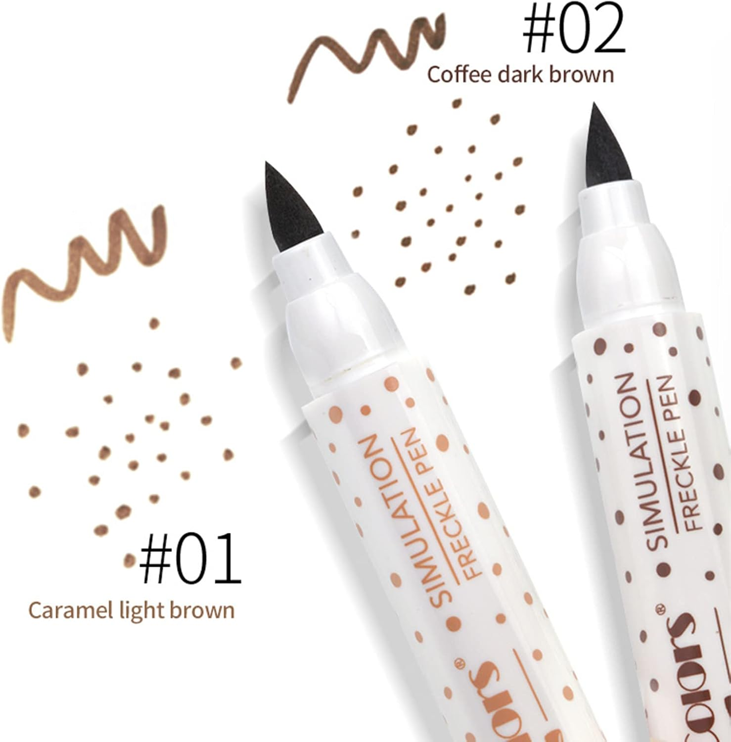 MKNZOME Freckle Pen, 2 Pieces Natural Lifelike Dot Spot Pen, Quick-Drying Waterproof Longlasting Freckle Makeup Pen for Natural Effortless Sunkissed Makeup (Dark &Light Brown) image number 2