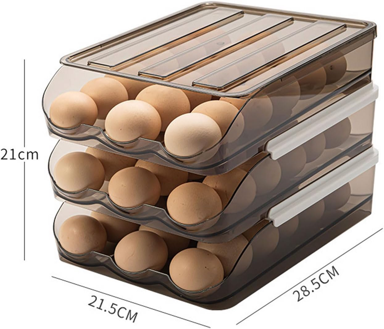 YIRANJIA 3-Layer Auto-Rolling Egg Holder for Refrigerator - 54-Egg Large Capacity Dispenser Tray for Fridge Kitchen Storage & Organisation Egg Dispenser